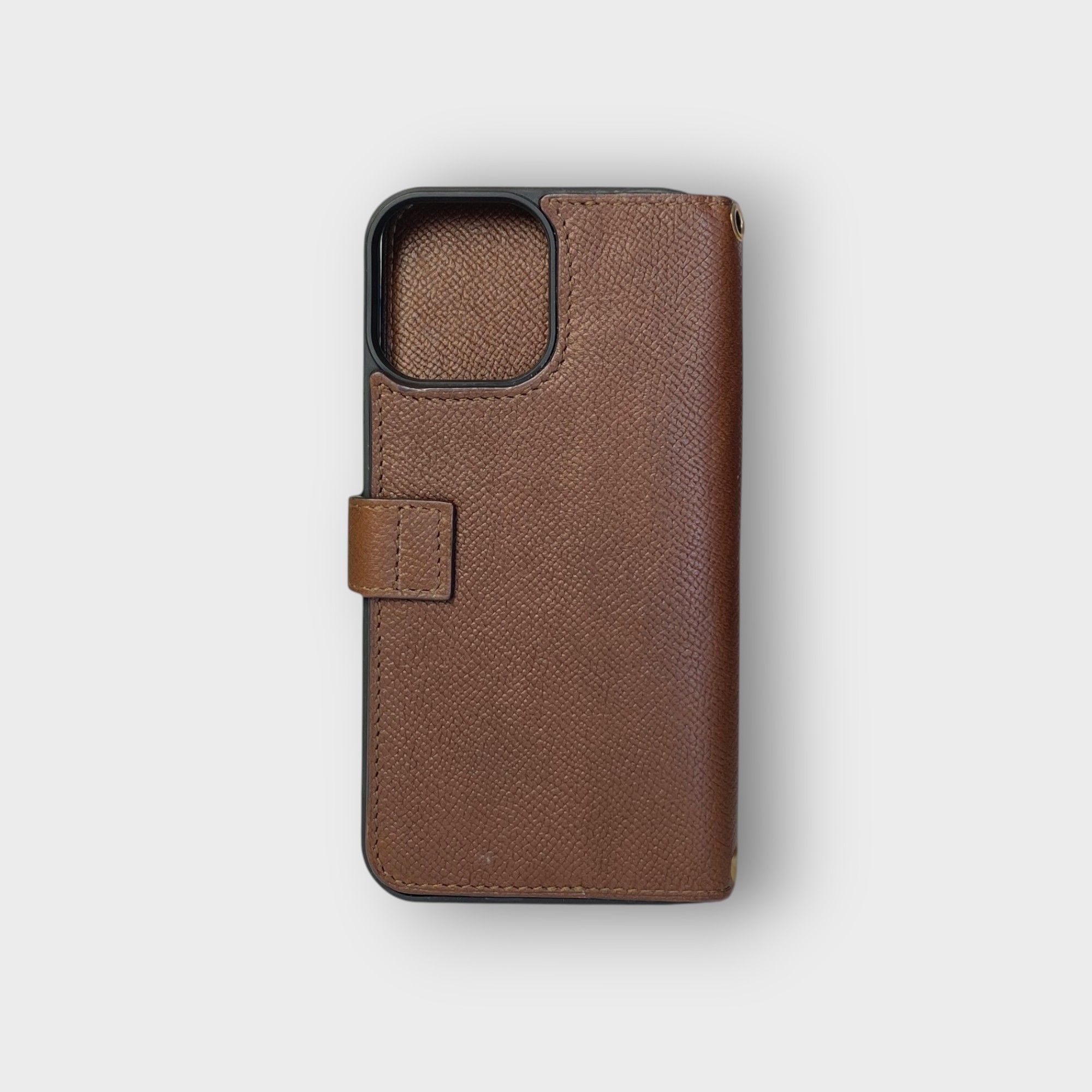 LS0649 - Bao da thủ công viền đen Flip quai cài kèm dây đeo - Epsom - E2 Nâu cafe - 13 Promax