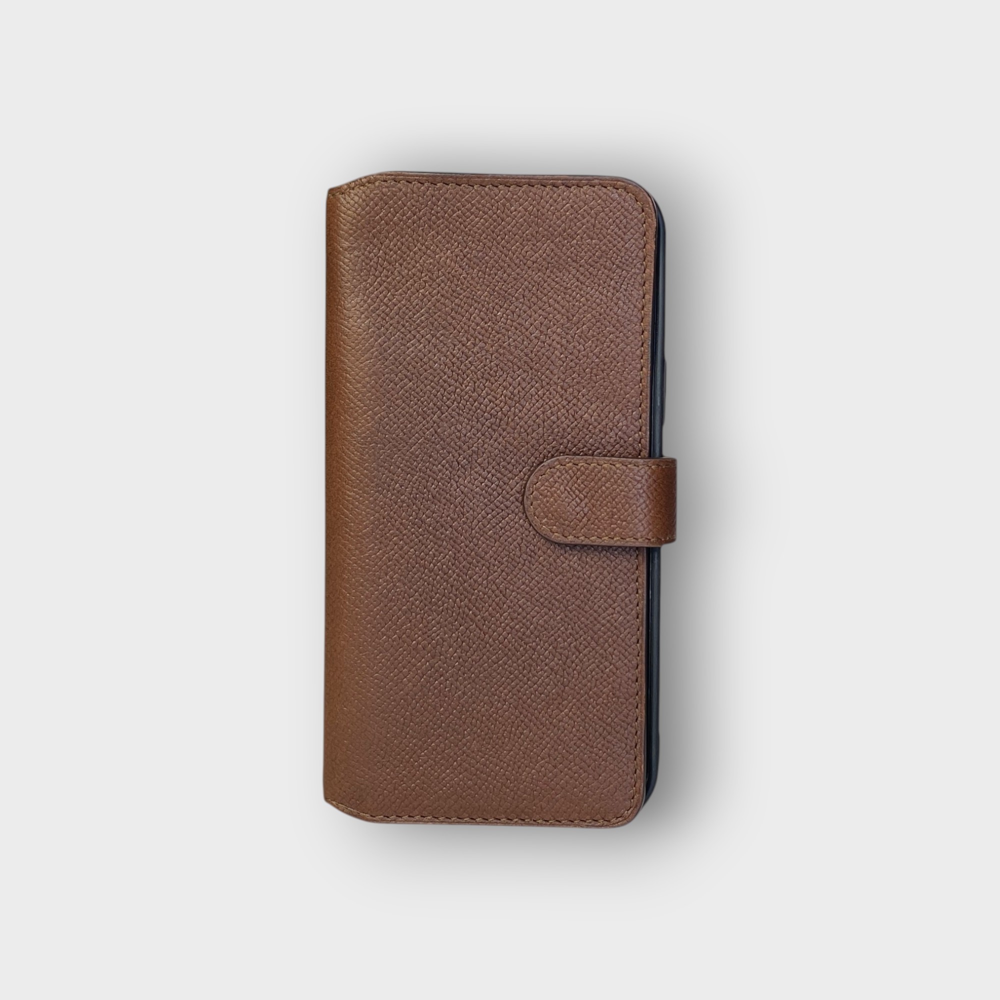 LS0649 - Bao da thủ công viền đen Flip quai cài kèm dây đeo - Epsom - E2 Nâu cafe - 13 Promax