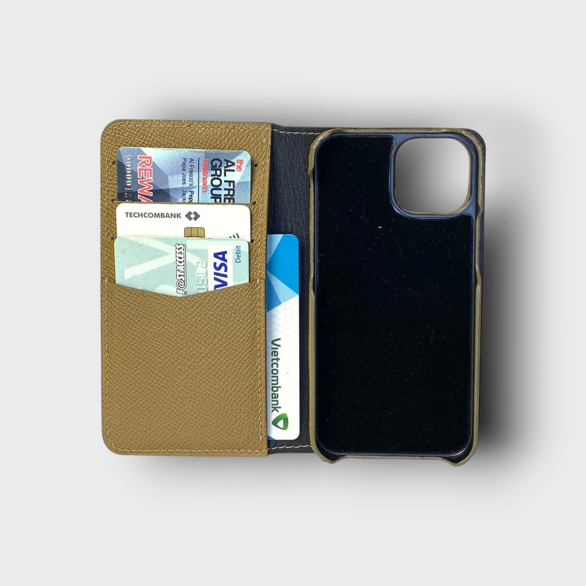 LS0652 - Bao da thủ công viền full da Flip - Epsom - E15 Nâu tây - 13 Mini