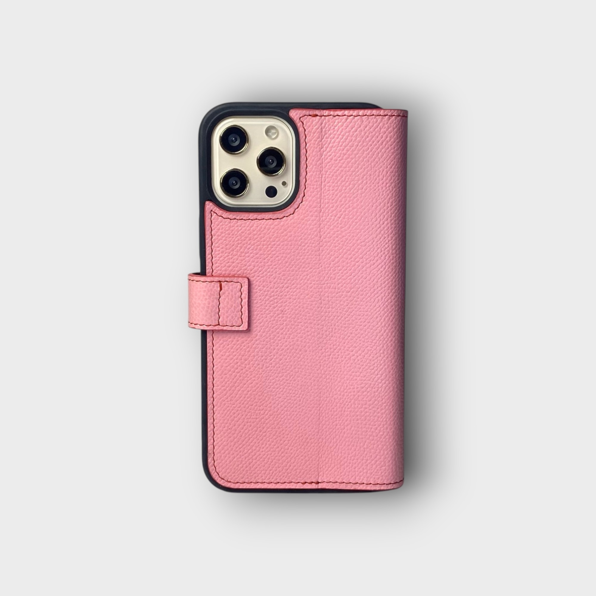 LS0663 - Bao da thủ công viền đen Flip quai cài - Epsom - E14 Hồng đậm - 12 Promax