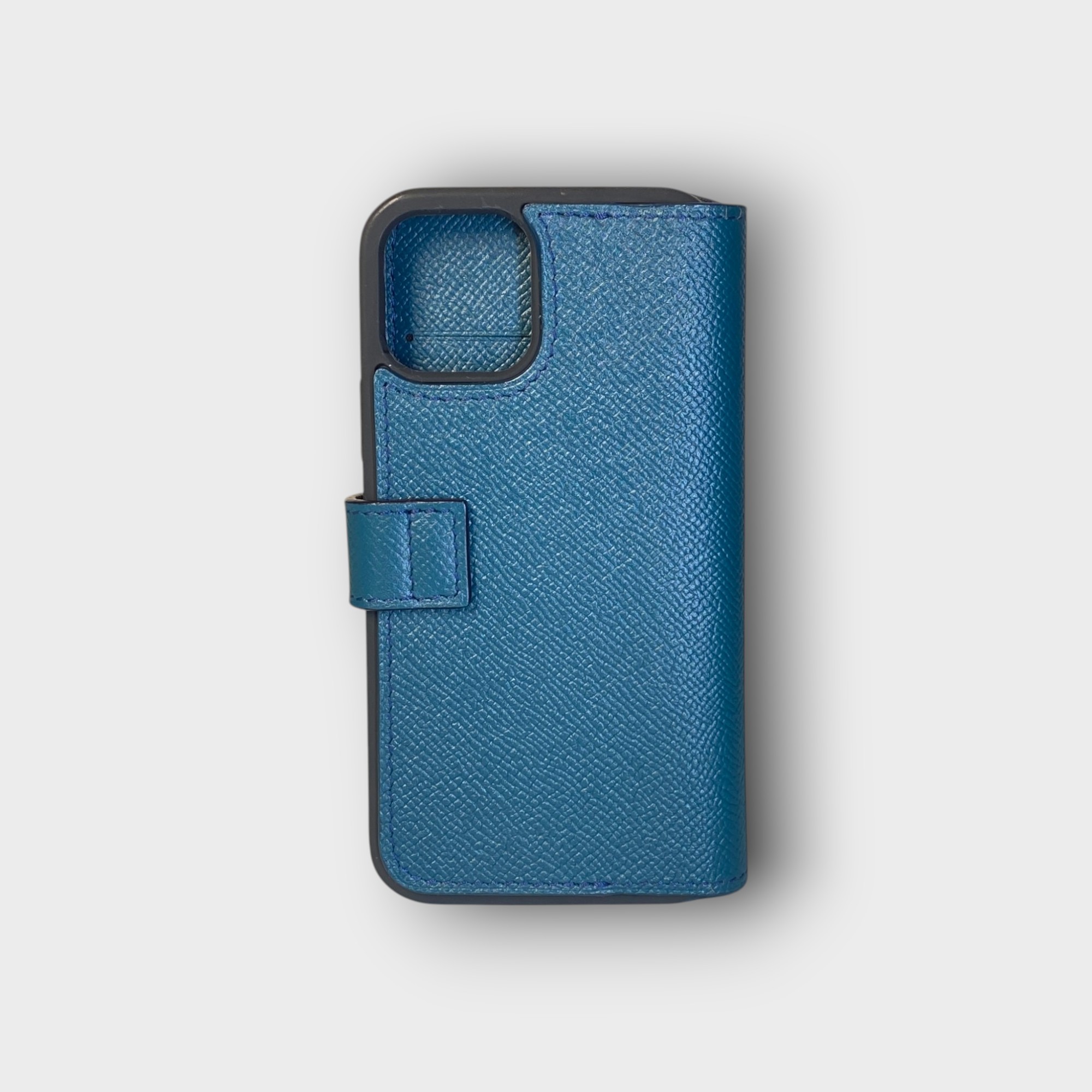 LS0691 - Bao da thủ công viền đen Flip quai cài - Epsom - E25 Xanh cổ vịt - 12/ 12Pro