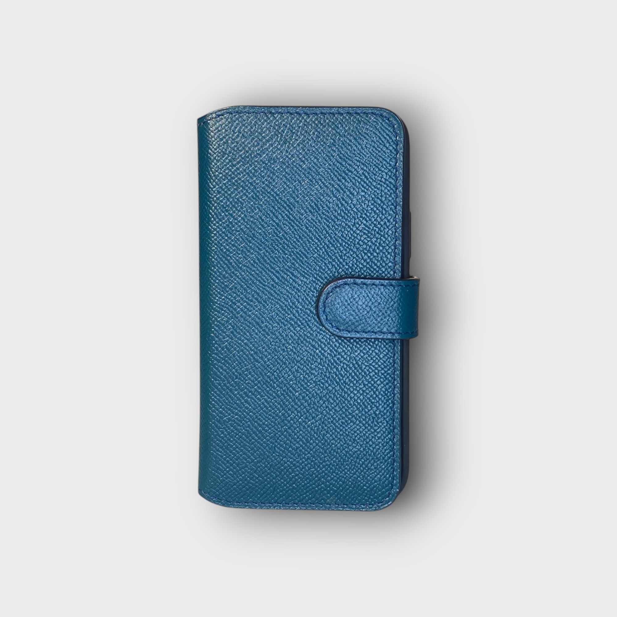 LS0691 - Bao da thủ công viền đen Flip quai cài - Epsom - E25 Xanh cổ vịt - 12/ 12Pro