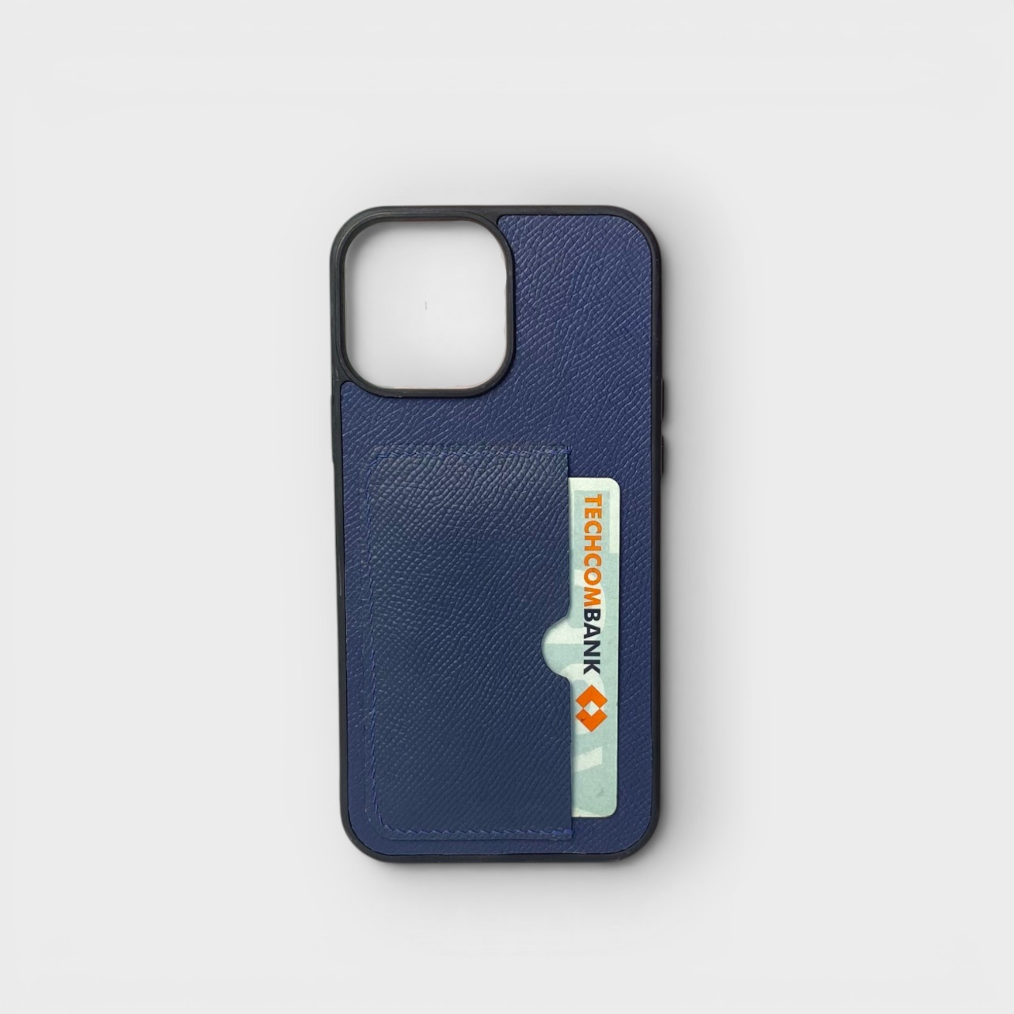 LS0756 - Ốp da thủ công viền đen khe thẻ ngang dựng - Epsom - E3 Xanh navy - 13 Promax