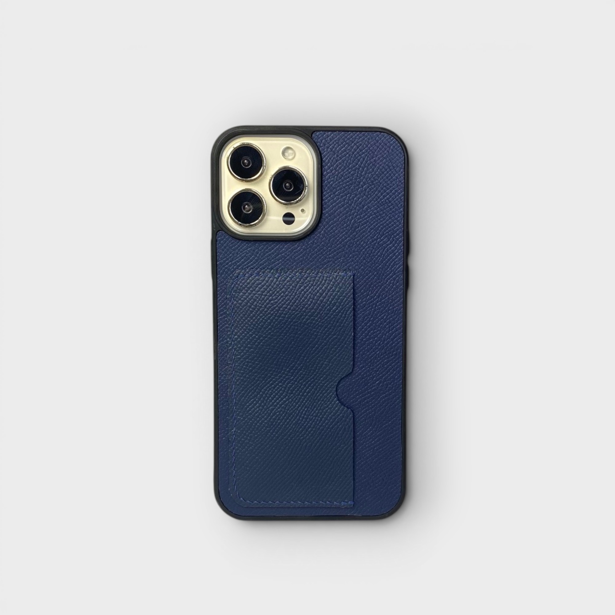 LS0756 - Ốp da thủ công viền đen khe thẻ ngang dựng - Epsom - E3 Xanh navy - 13 Promax