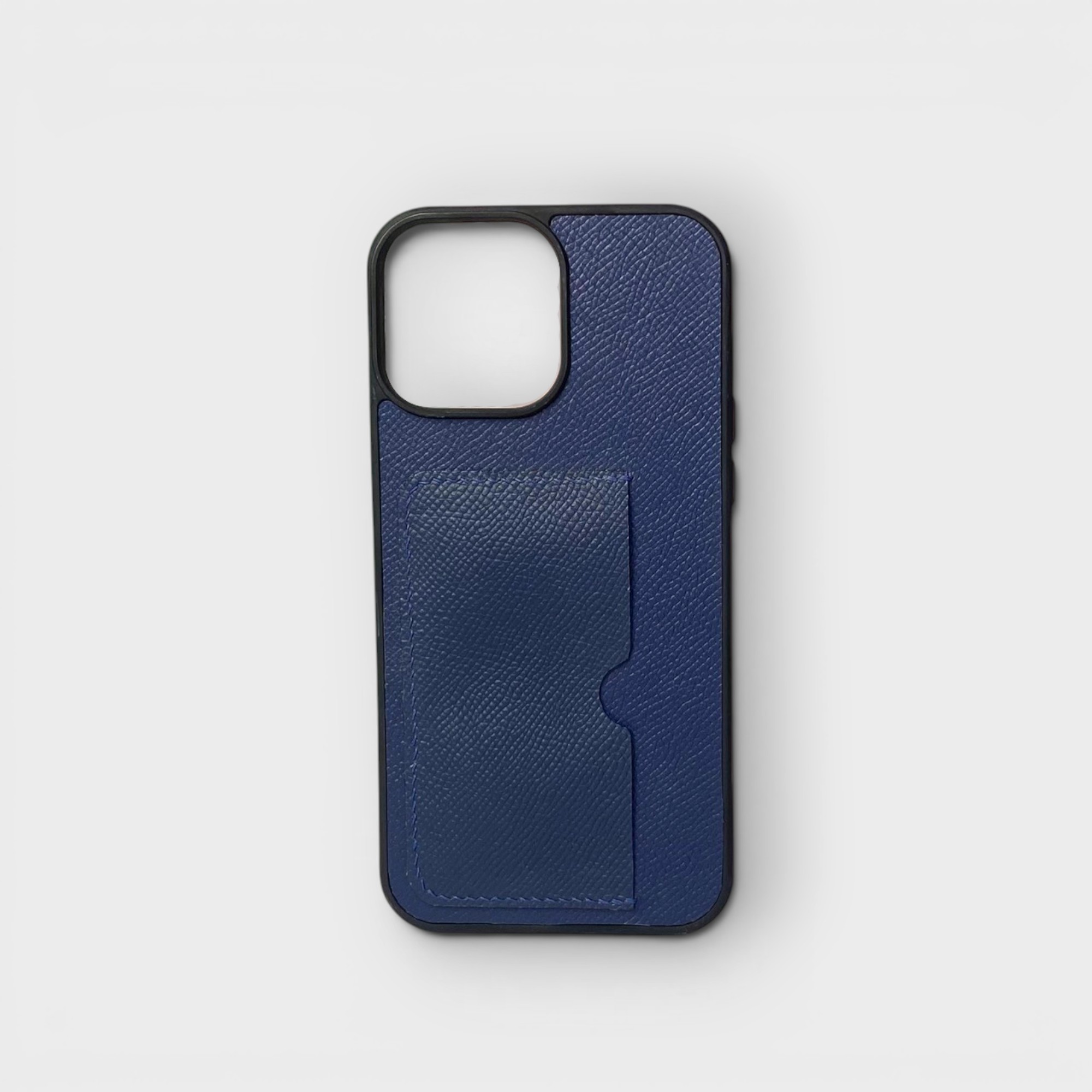 LS0756 - Ốp da thủ công viền đen khe thẻ ngang dựng - Epsom - E3 Xanh navy - 13 Promax