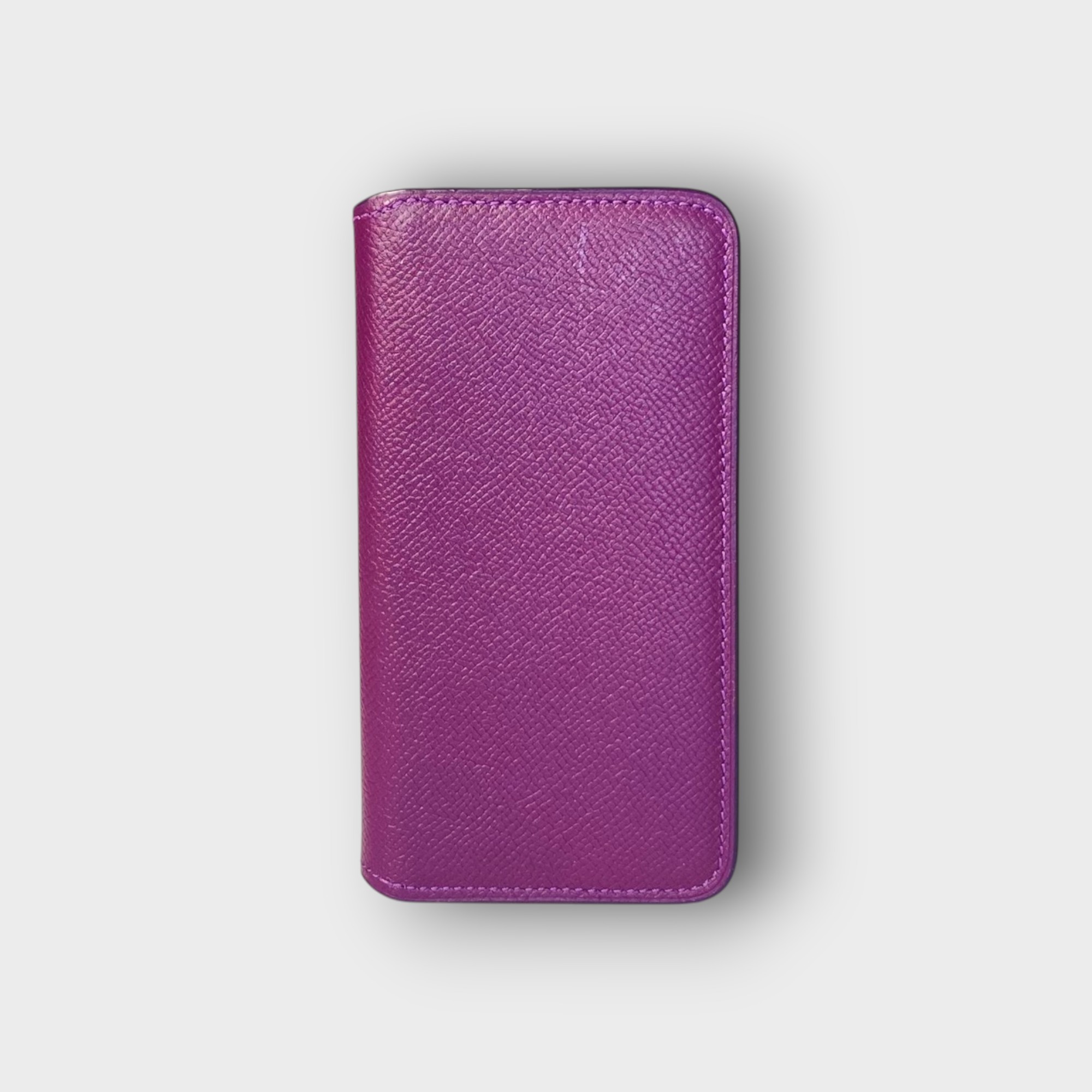 LS0796 - Bao da thủ công viền đen Flip - Epsom - E19 Tím đậm - 14 Pro