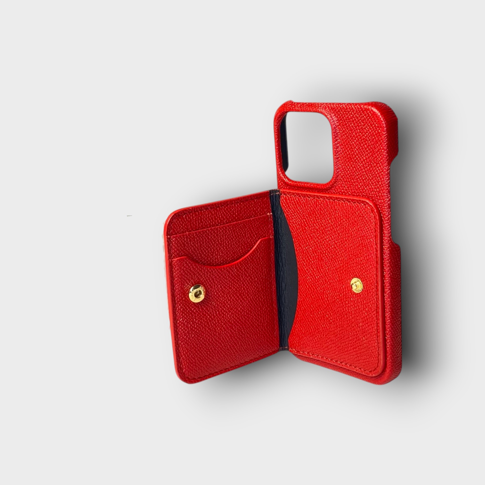 LS0869 - Ốp da thủ công viền full da ví Mini - Epsom - E9 Đỏ đô - 13 Pro