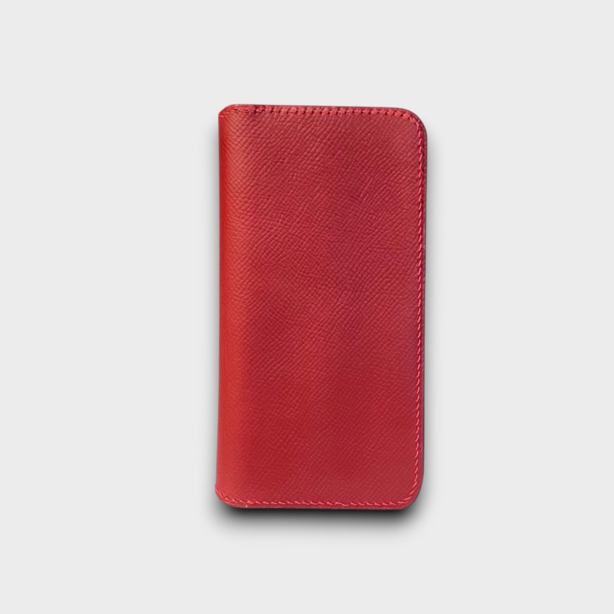 LS0875 - Bao da thủ công viền đen Flip - Epsom - E9 Đỏ đô - 13 Pro