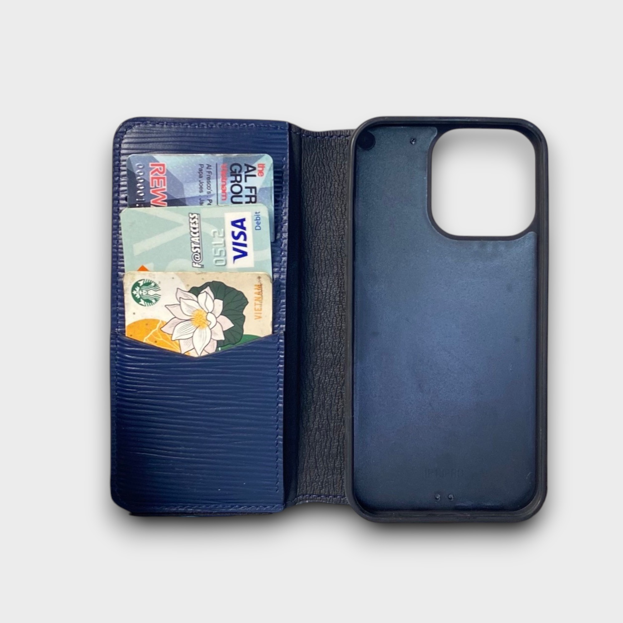 LS0879 - Bao da thủ công viền đen Flip - EPI - EPI Xanh navy - 13 Pro