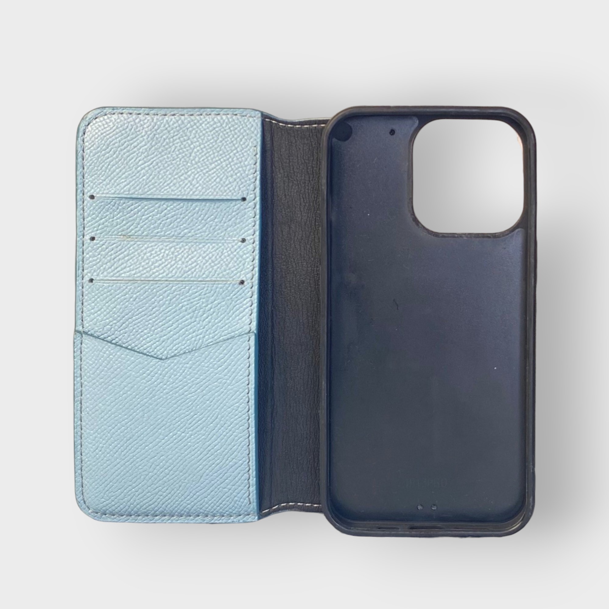 LS0888 - Bao da thủ công viền đen Flip - Epsom - E23 Xanh sierra - 13 Pro