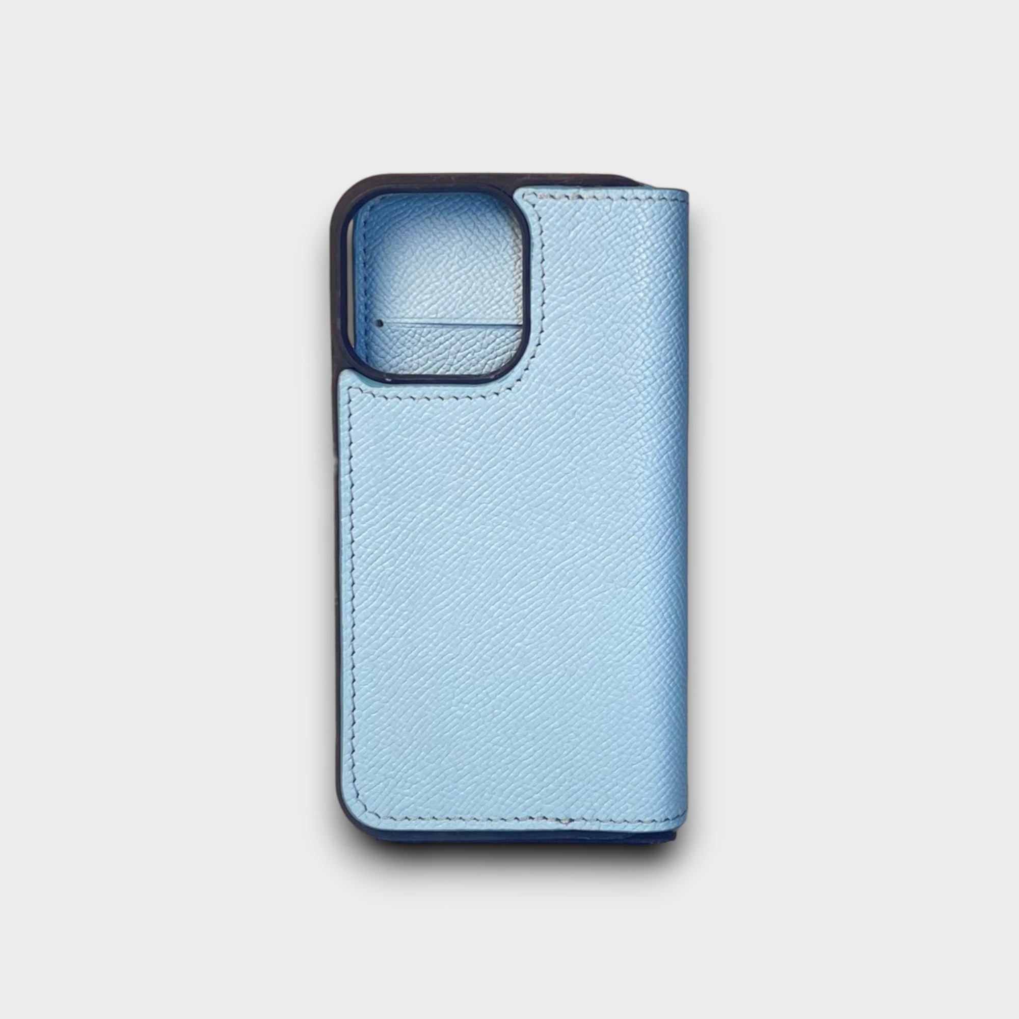 LS0888 - Bao da thủ công viền đen Flip - Epsom - E23 Xanh sierra - 13 Pro