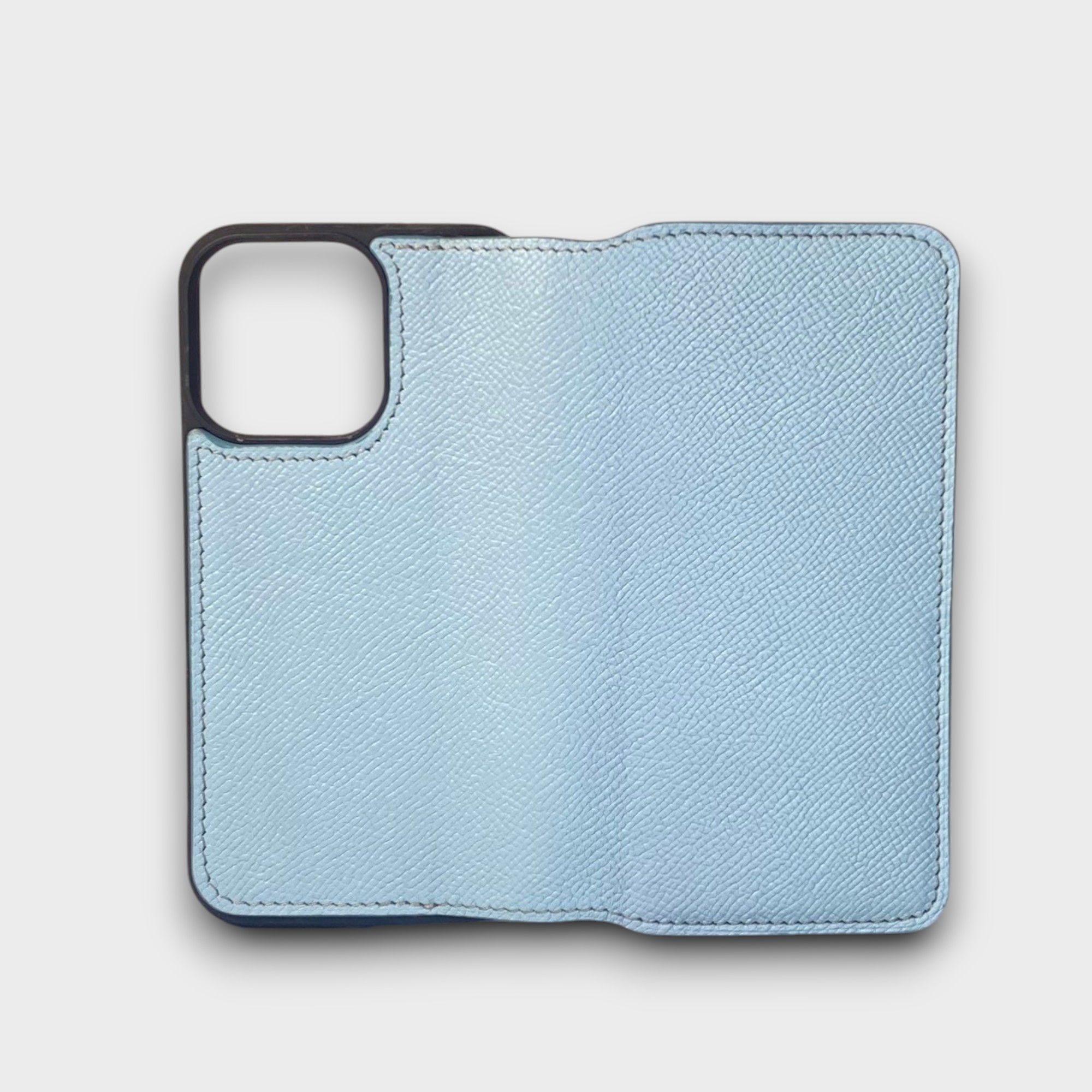 LS0888 - Bao da thủ công viền đen Flip - Epsom - E23 Xanh sierra - 13 Pro