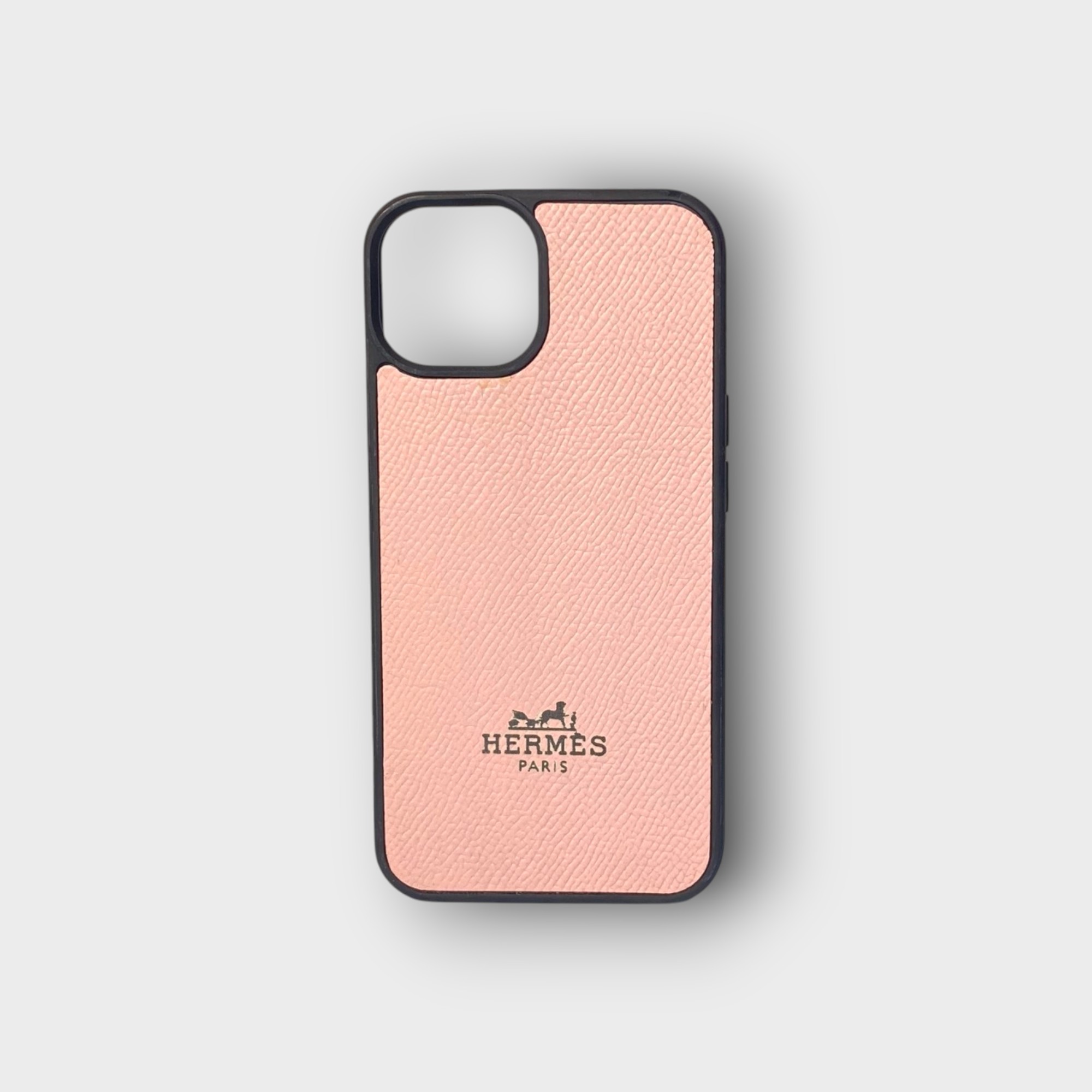 LS0917 - Ốp da thủ công viền đen khắc Hermes - Epsom - E18 Hồng nhạt - 13