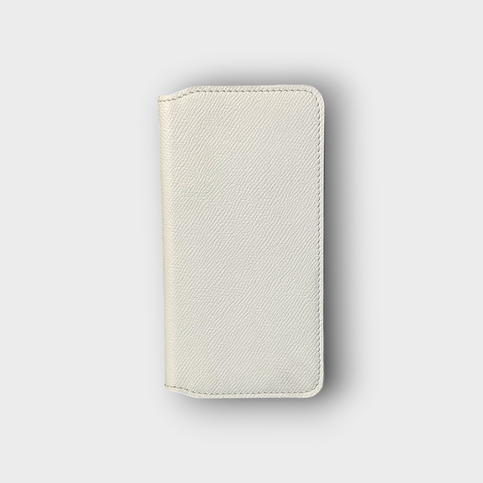 LS0926 - Bao da thủ công viền đen Flip - Epsom - E20 Trắng - 12/ 12Pro