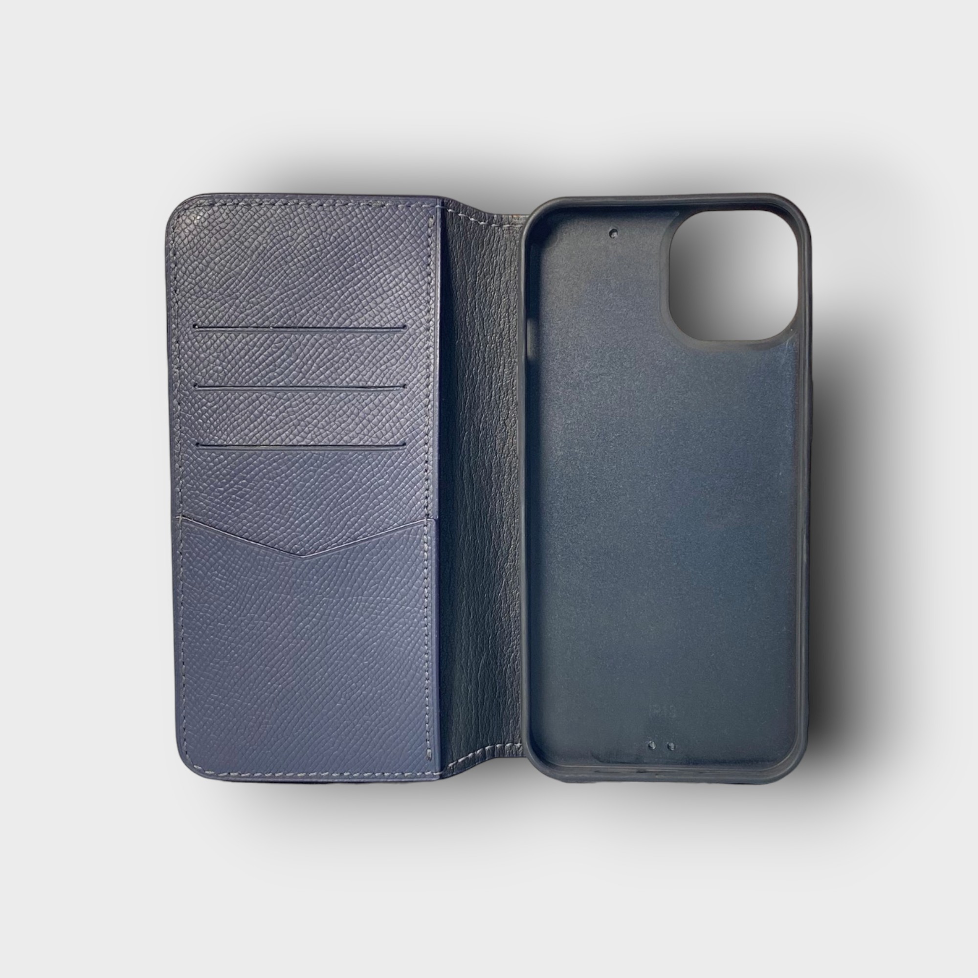 LS0930 - Bao da thủ công viền đen Flip - Epsom - E3 Xanh navy - 13