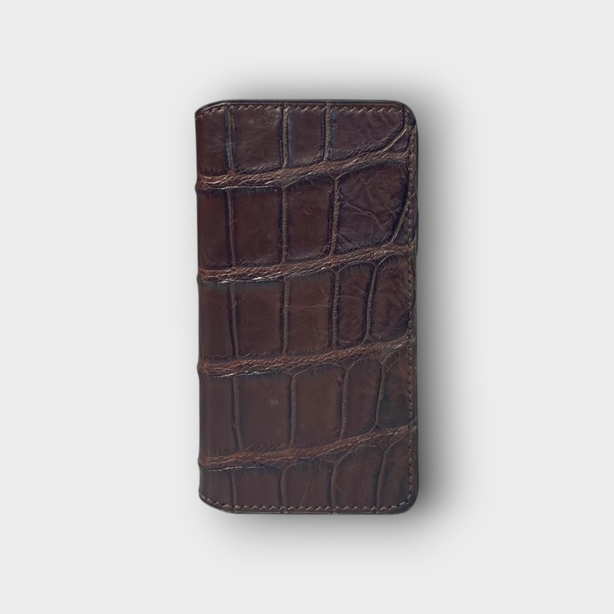 LS0961 - Bao da thủ công viền đen Flip - Cá sấu - CS4 Nâu cafe - 12/ 12Pro