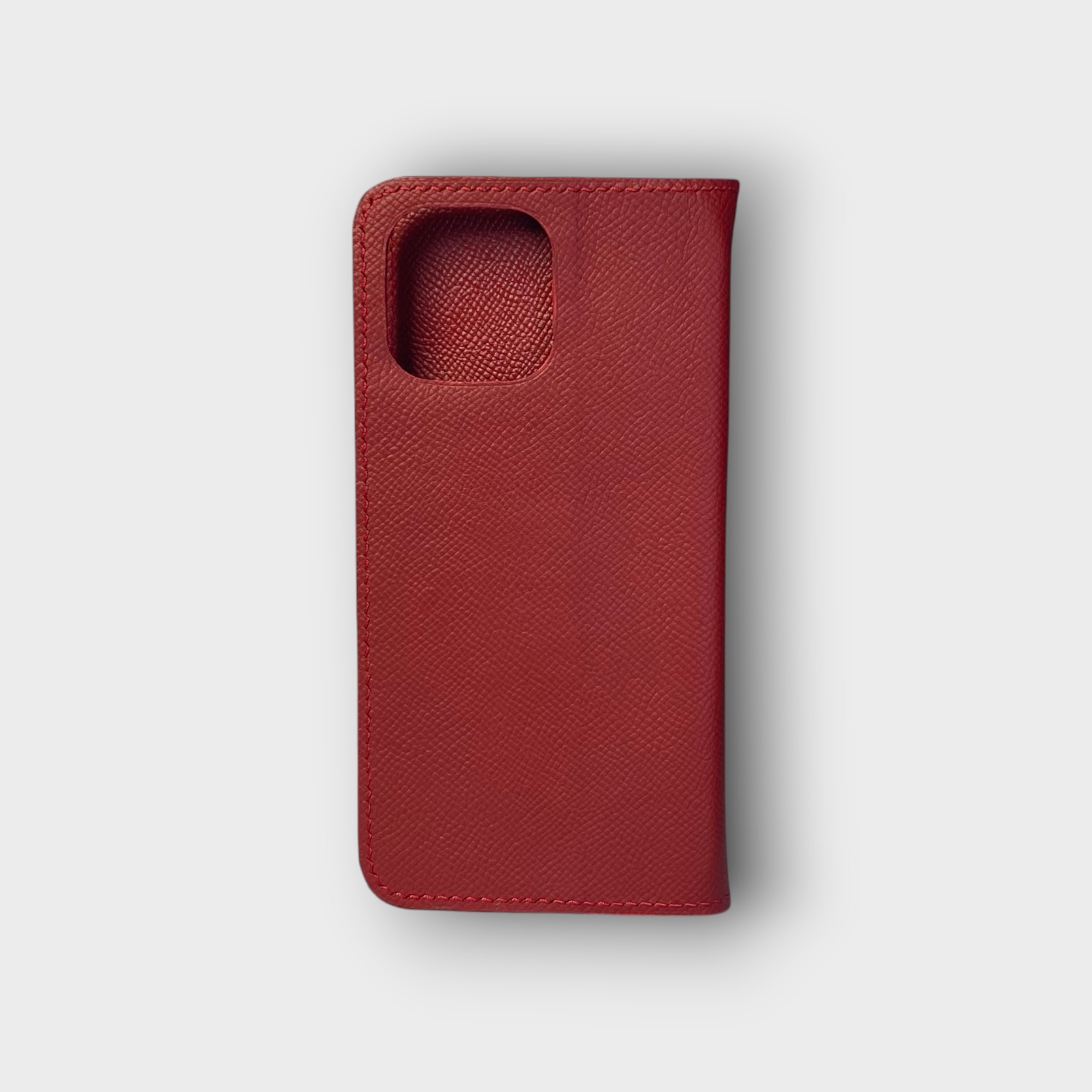 LS0966 - Bao da thủ công viền đen Flip - Epsom - E9 Đỏ đô - 13 Promax