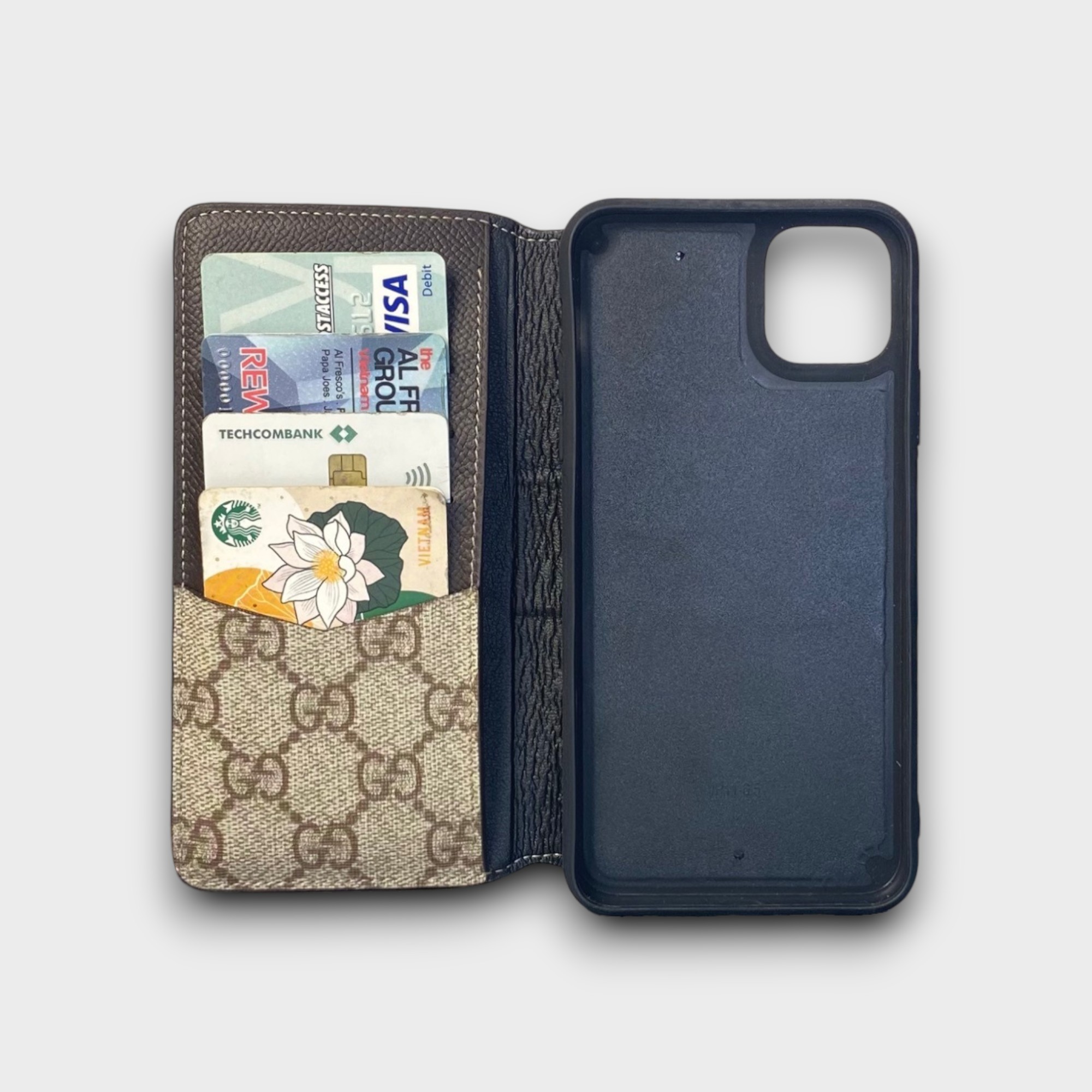 LS1002 - Bao da thủ công viền đen Flip - Gucci kèm sọc xanh - Gucci Xanh - 11 Promax