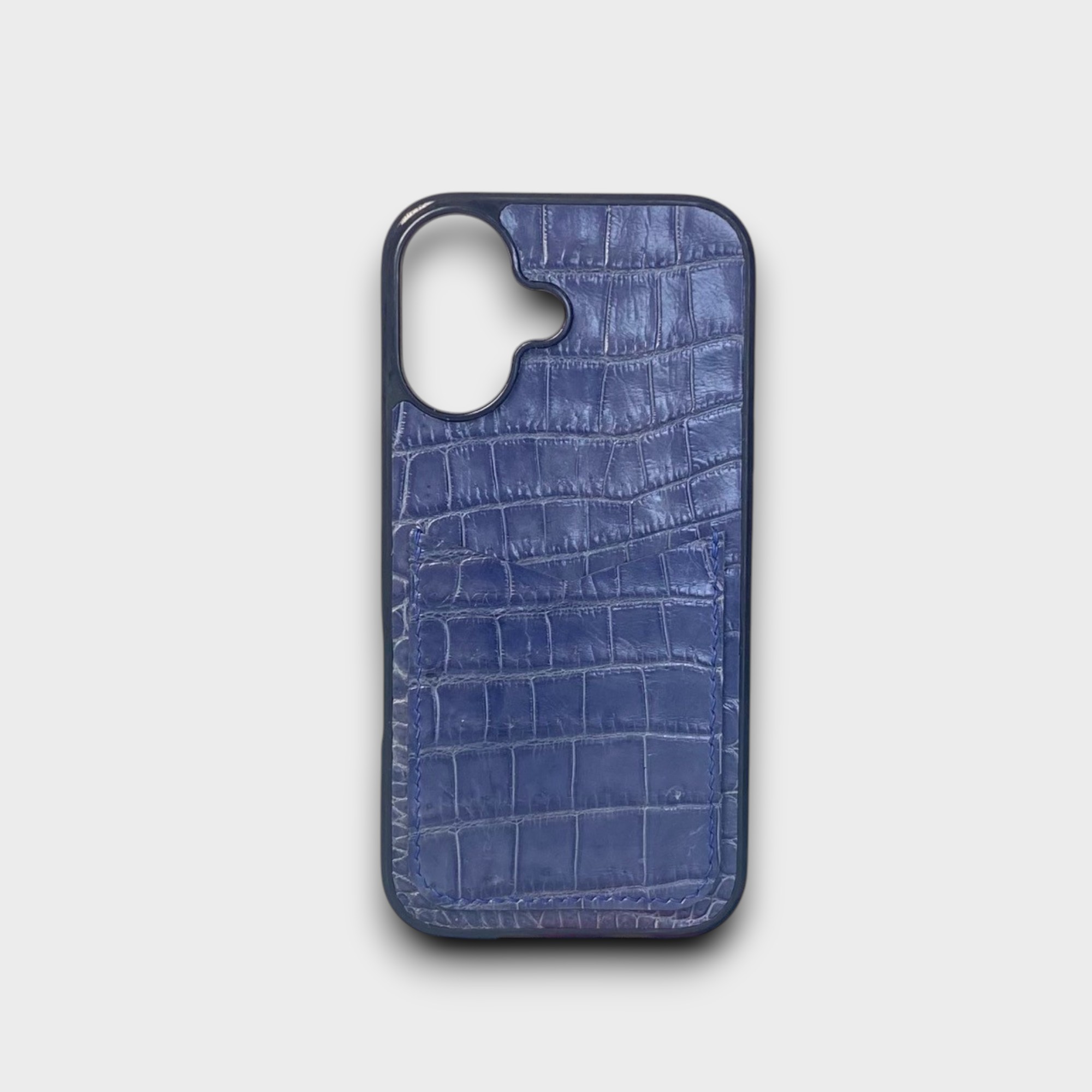 LS1045 - Ốp da thủ công viền đen khe thẻ dọc - Cá sấu - CS2 Xanh navy - 16