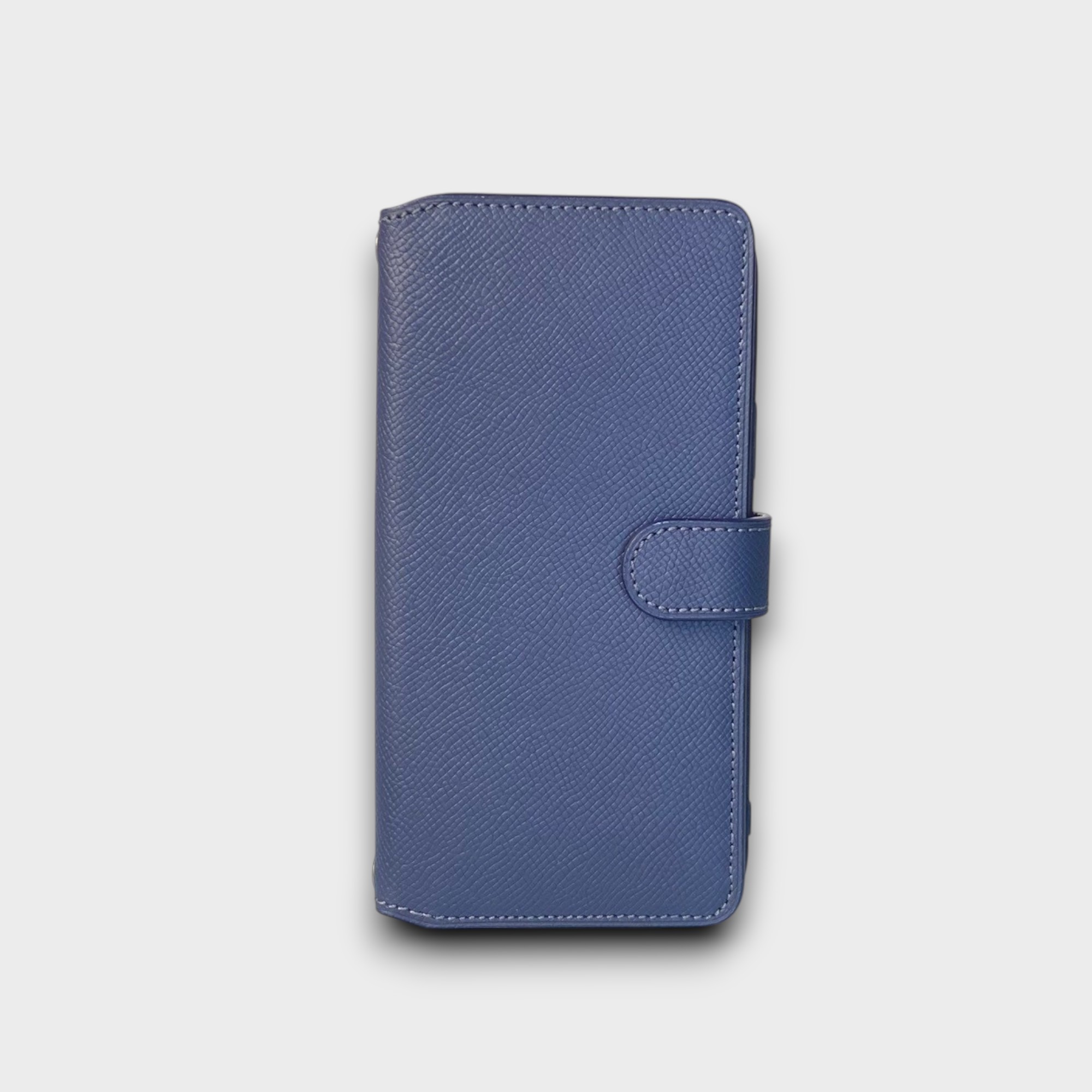 LS1053 - Bao da thủ công viền đen Flip quai cài kèm dây đeo - Epsom - E3 Xanh navy - 14 Plus