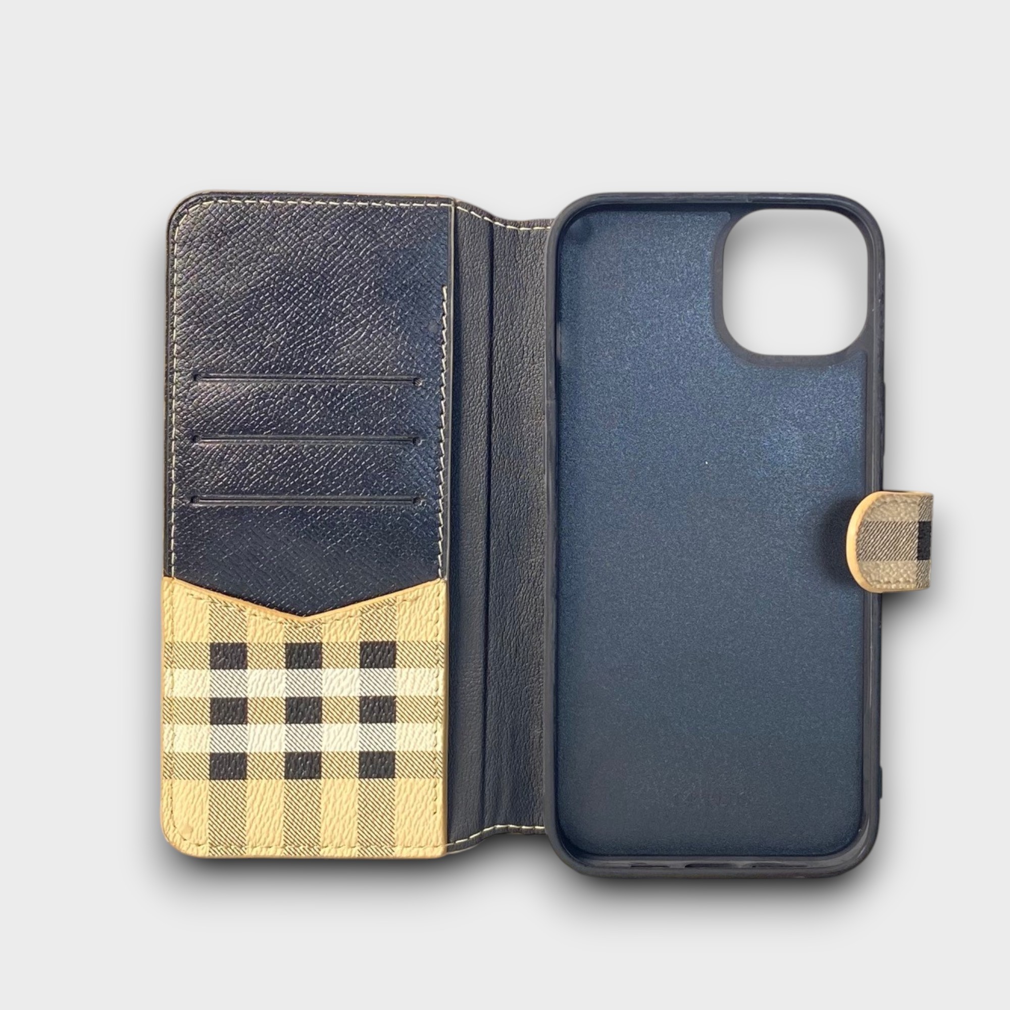 LS1061 - Bao da thủ công viền đen Flip - Burberry - Burberry - 14 Plus
