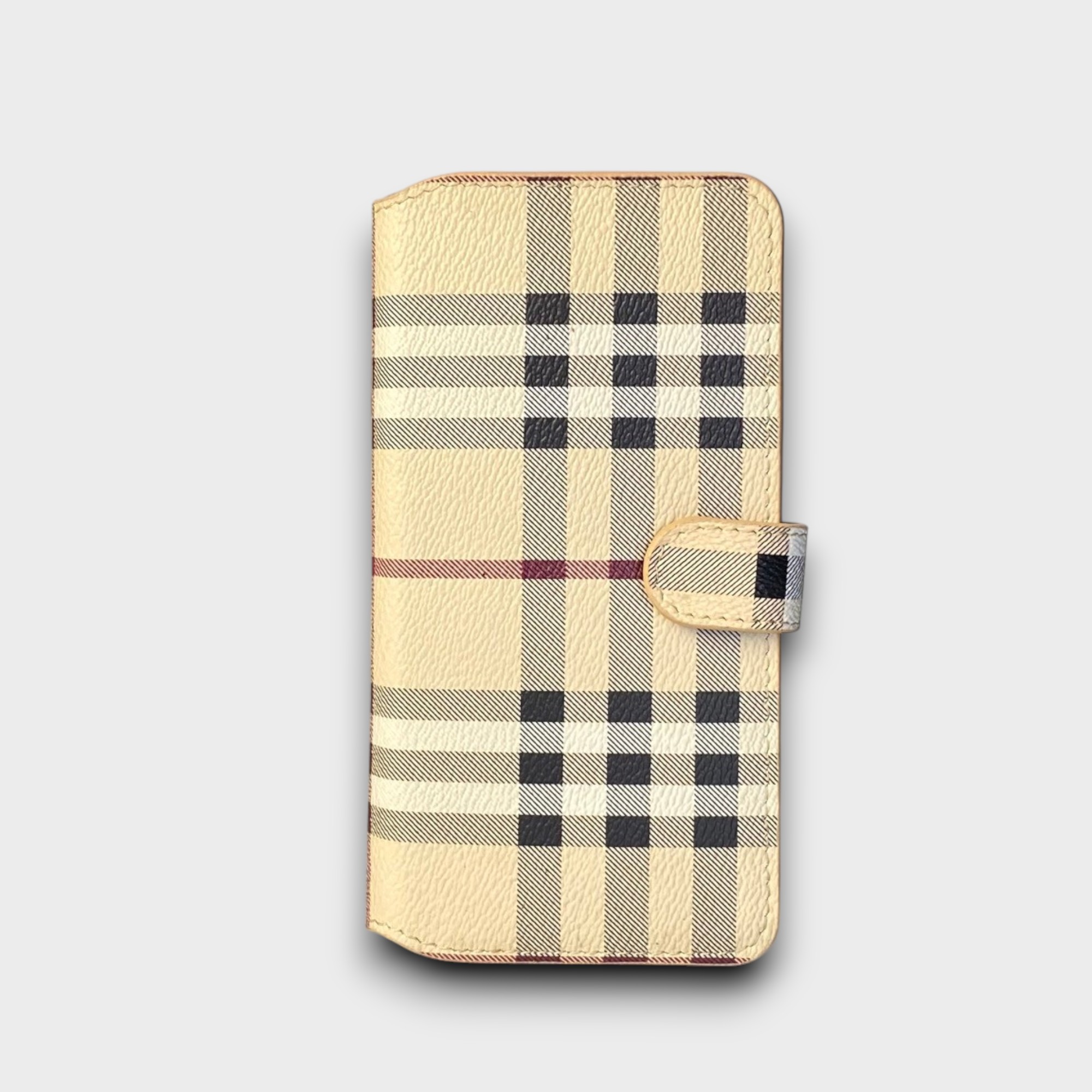 LS1061 - Bao da thủ công viền đen Flip - Burberry - Burberry - 14 Plus
