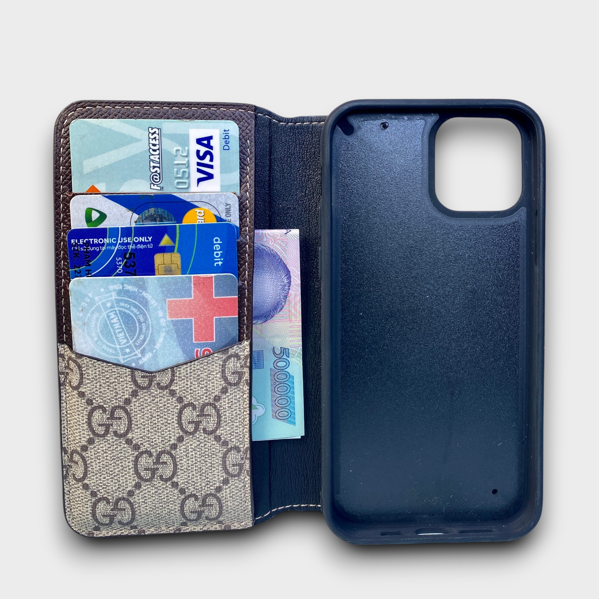 LS1105 - Bao da thủ công viền đen Flip - Gucci - Gucci Basic - 12/12Pro