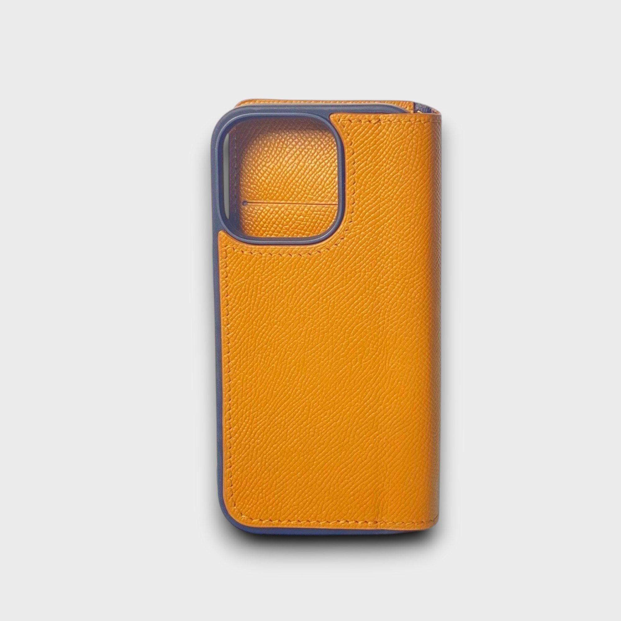 LS1197 - Bao da thủ công viền đen Flip - Epsom - E16 Nâu bò - 16 Pro