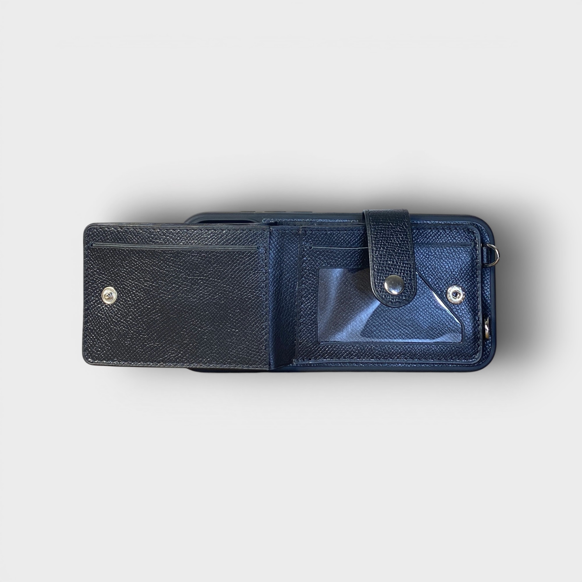 LS1206 - Ốp da thủ công viền đen ví Rivet kèm dây đeo - Epsom - E1 Đen - 17 Promax