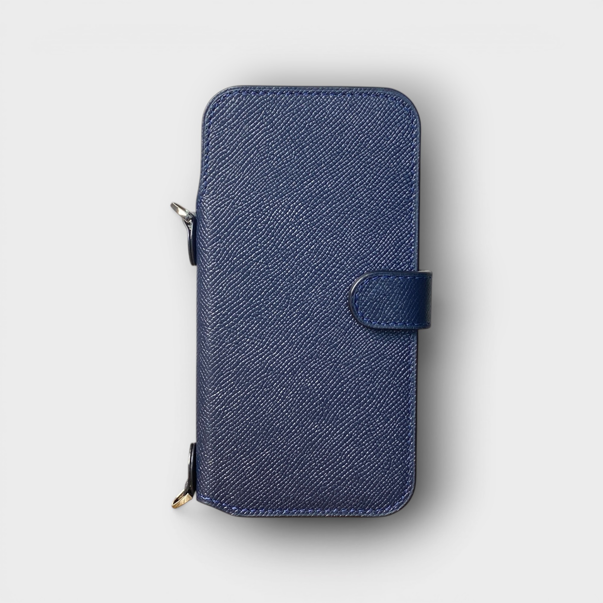 LS1212 - Bao da thủ công viền đen Flip quai cài kèm dây đeo - Epsom - E3 Xanh navy - 17 Promax