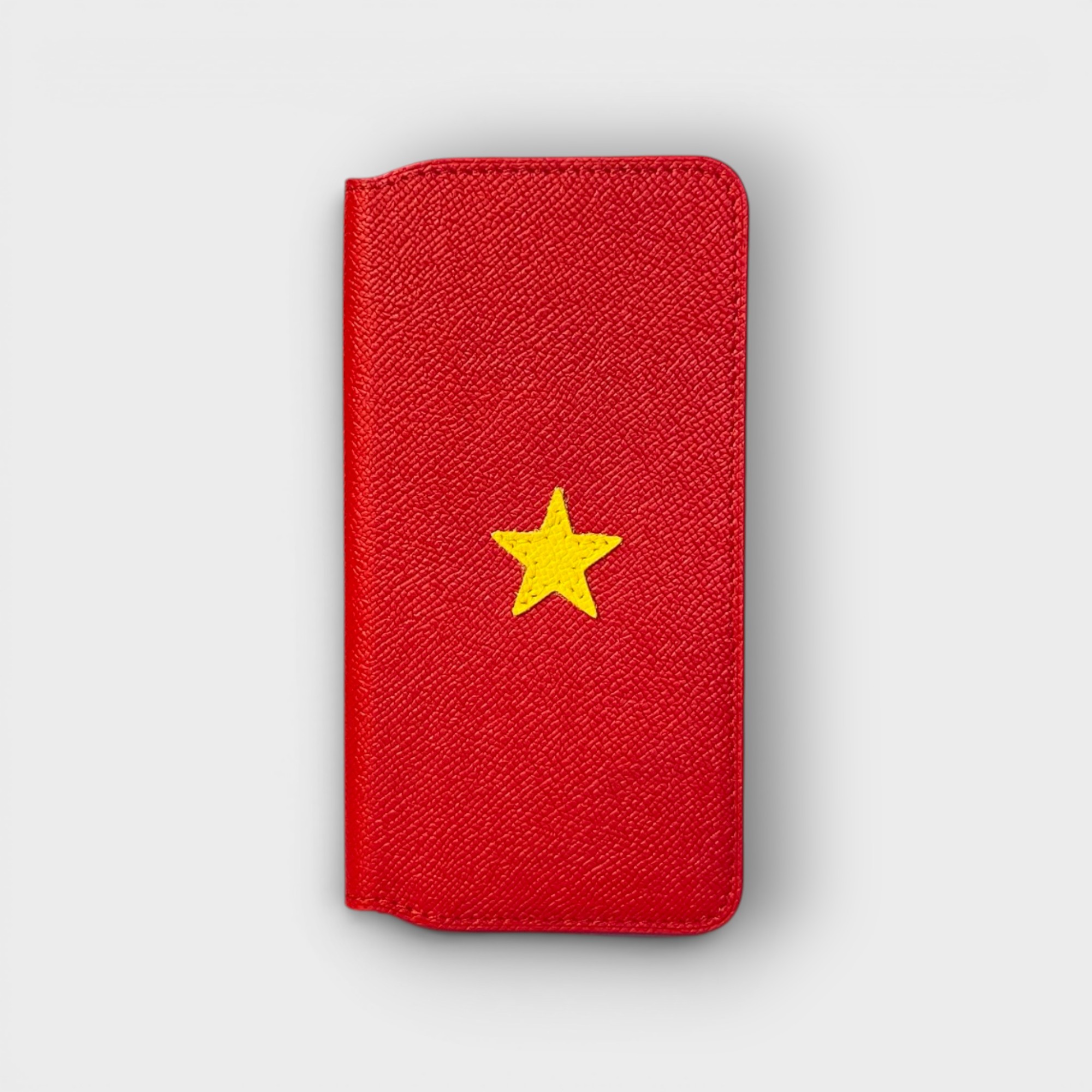 LS1228 - Bao da thủ công viền đen Flip ghép da Sao vàng - Epsom - Mix màu da - 16 Promax