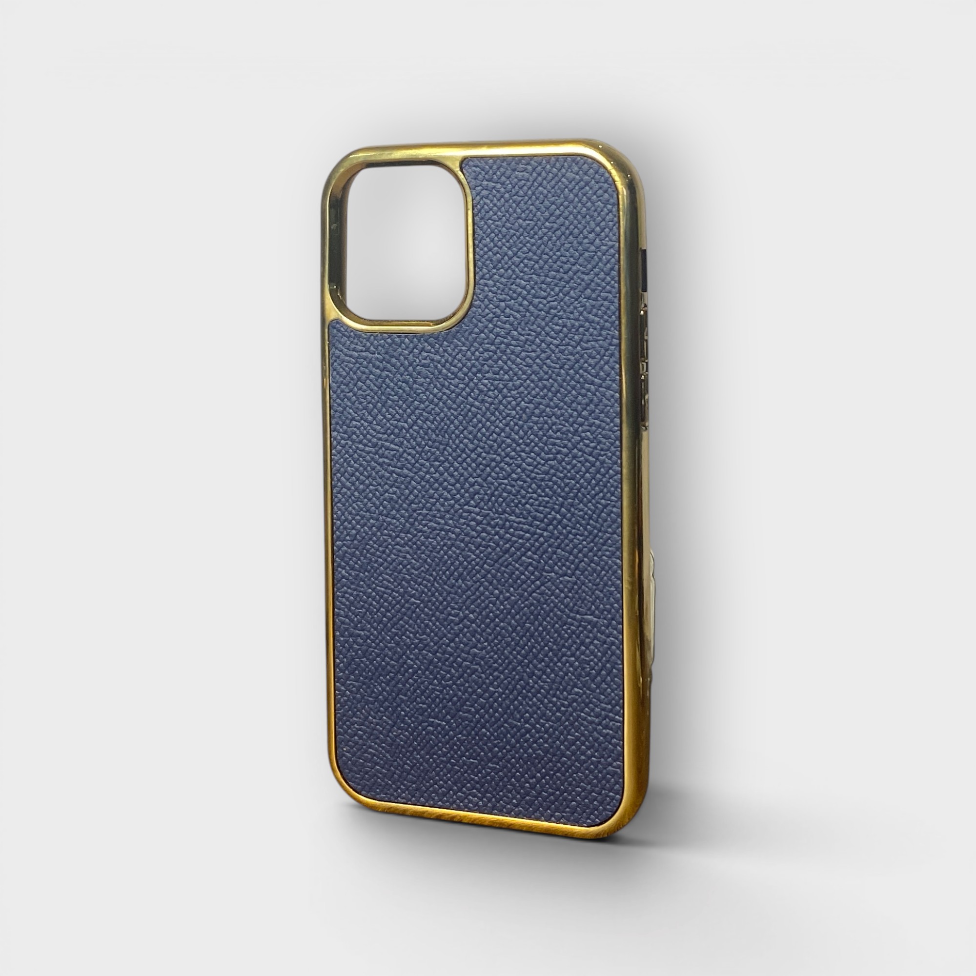 LS1246 - Ốp da thủ công viền gold - Epsom - E3 Xanh navy - 12/12Pro