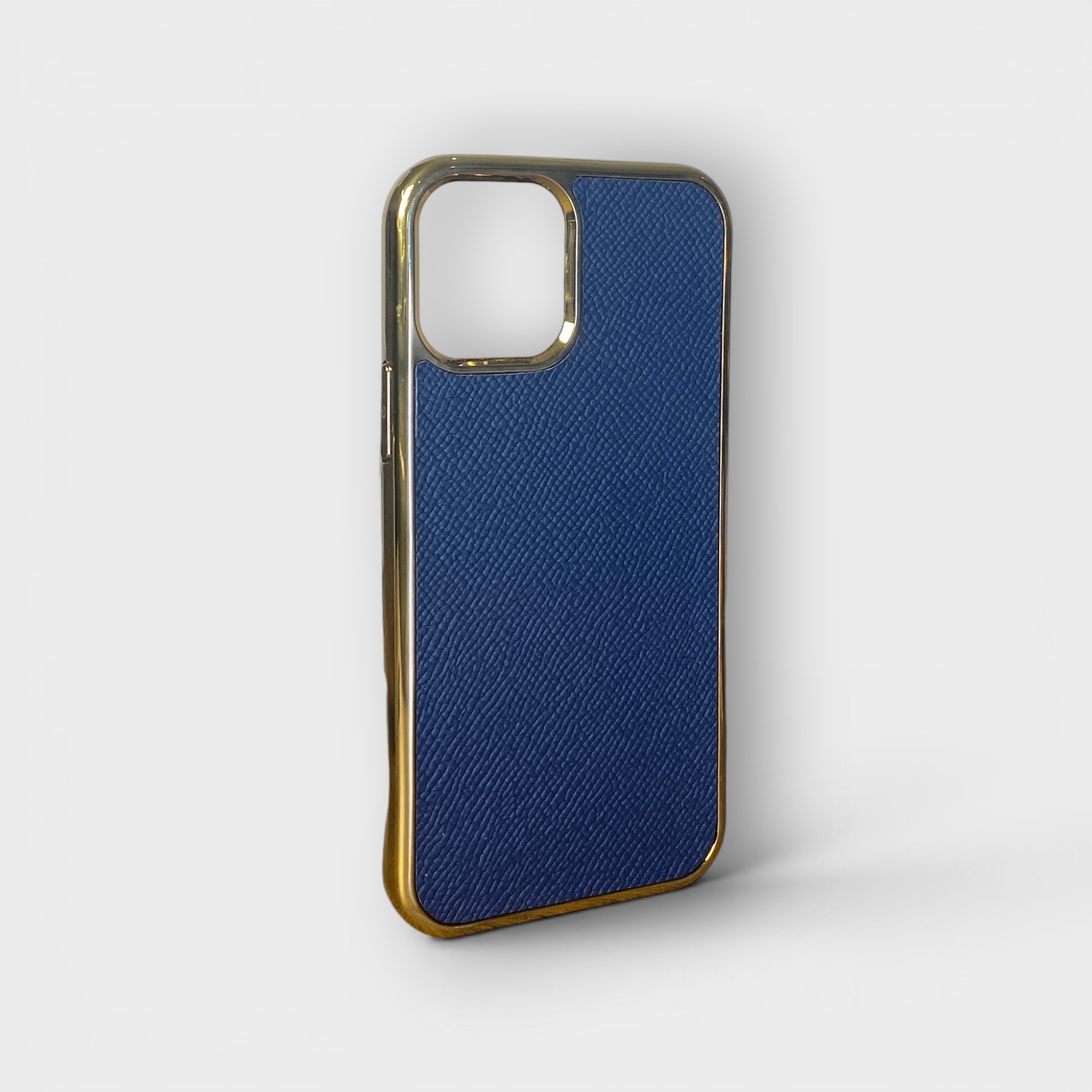 LS1246 - Ốp da thủ công viền gold - Epsom - E3 Xanh navy - 12/12Pro