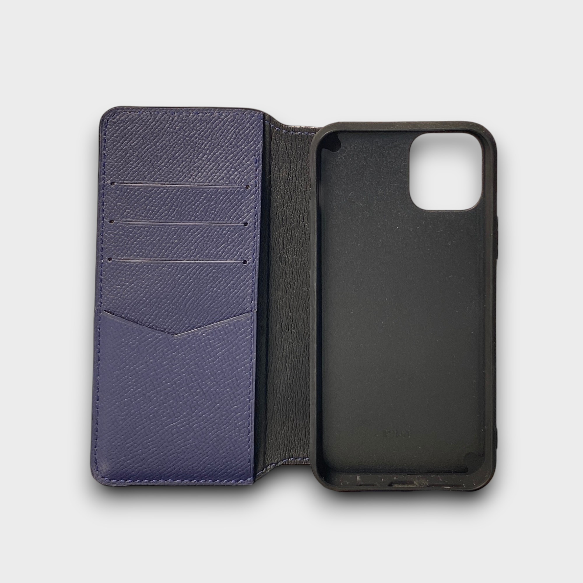 LS1273 - Bao da thủ công viền đen Flip - Epsom - E3 Xanh navy - 11 Pro
