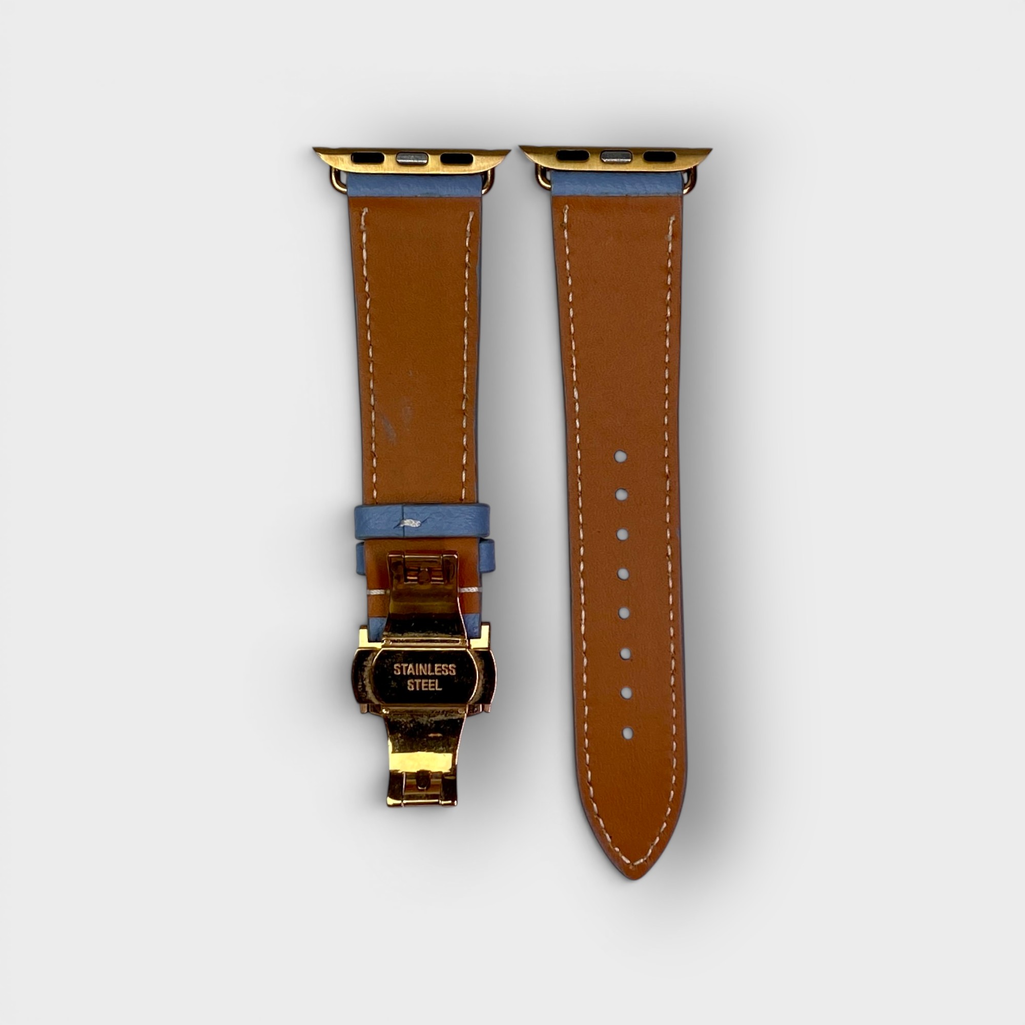 LS1326 - Dây da thủ công - Epsom - E23 Xanh sierra - Khoá Bướm Vàng hồng - 38/40/41mm
