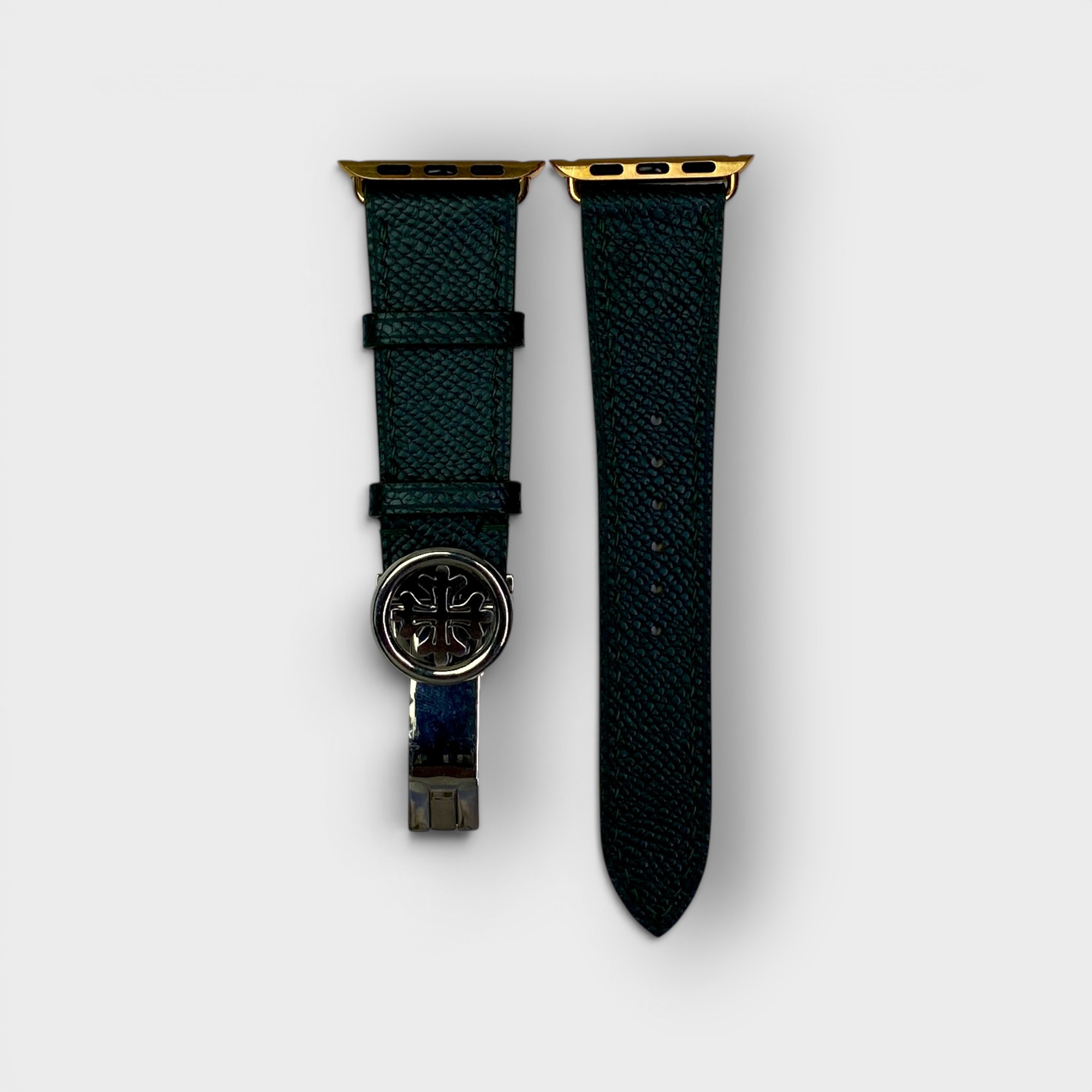 LS1338 - Dây da thủ công - Epsom - E6 Xanh rêu - Khoá Patek Bạc - 38/40/41mm