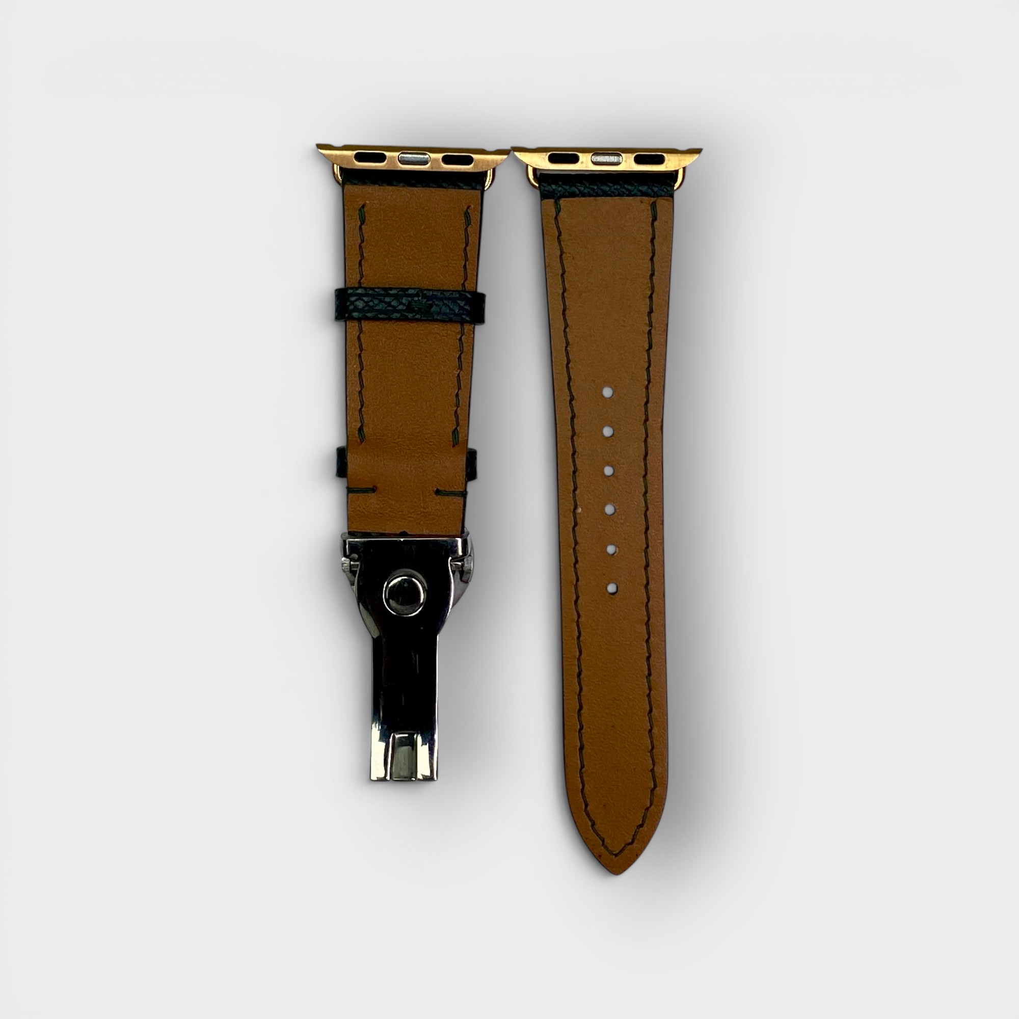 LS1338 - Dây da thủ công - Epsom - E6 Xanh rêu - Khoá Patek Bạc - 38/40/41mm