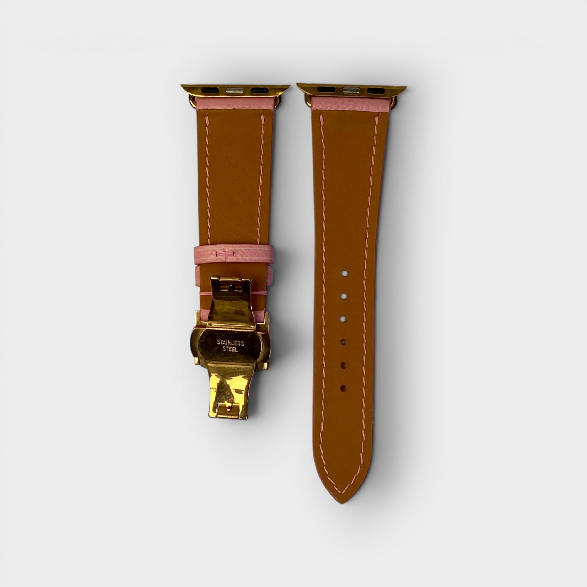 LS1349 - Dây da thủ công - Epsom - E14 Hồng đậm - Khoá Bướm Vàng hồng - 38/40/41mm