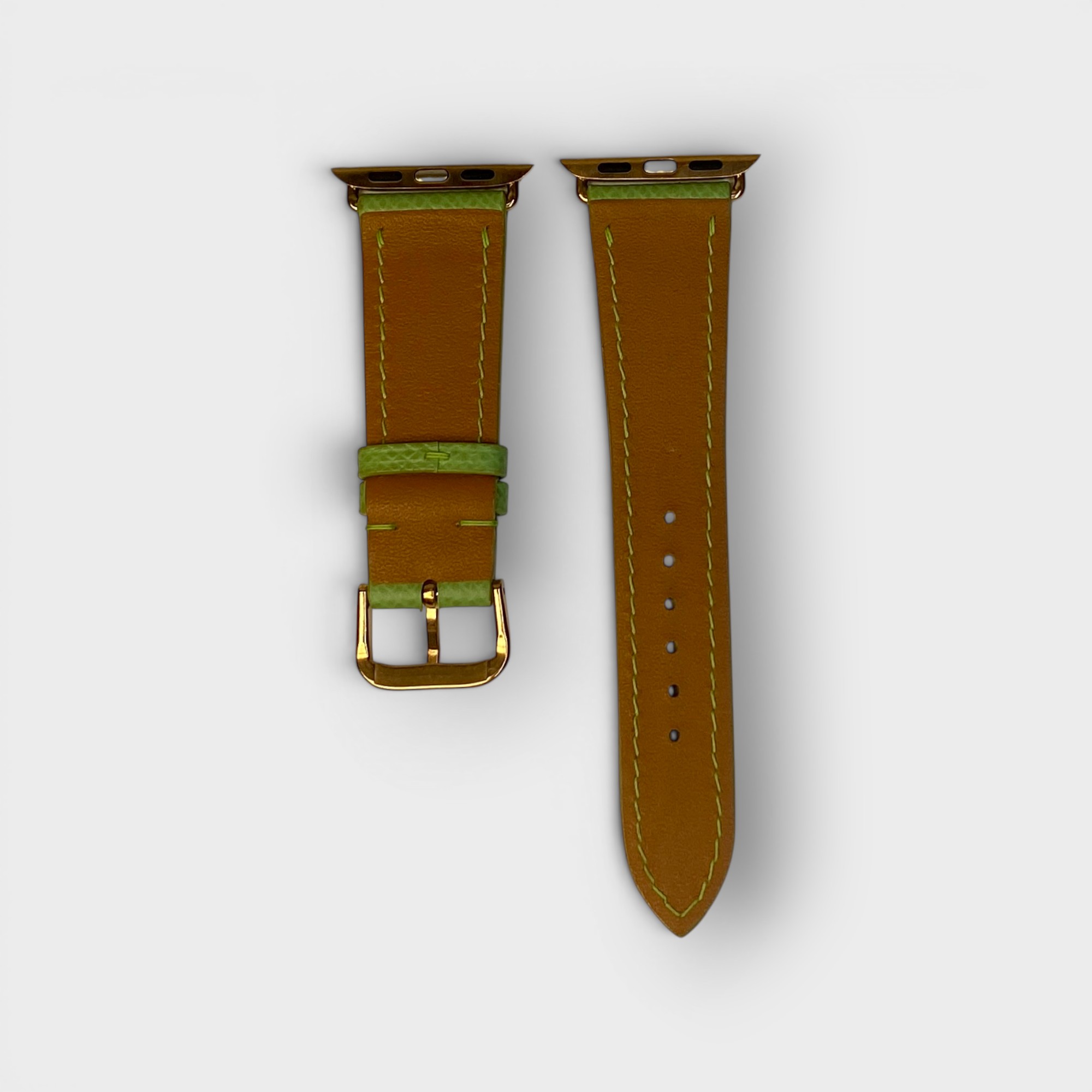 LS1360 - Dây da thủ công - Epsom - E13 Xanh chuối - Khoá Kim Vàng - 38/40/41mm