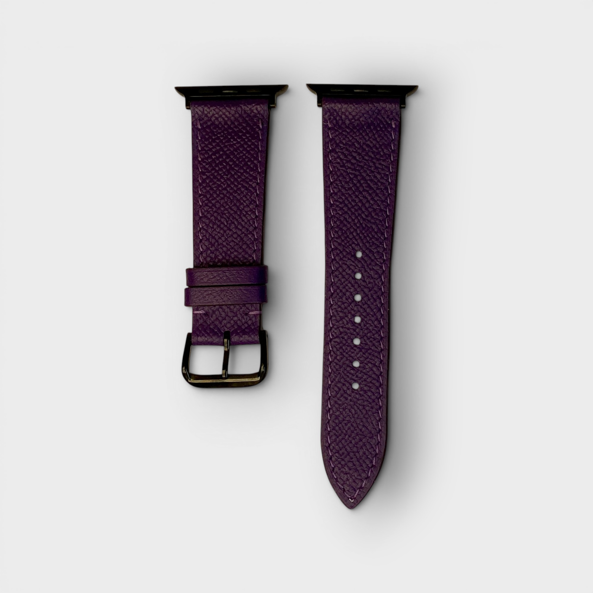 LS1381 - Dây da thủ công - Epsom - E19 Tím đậm - Khoá Kim Đen - 42/44/45/46/49mm