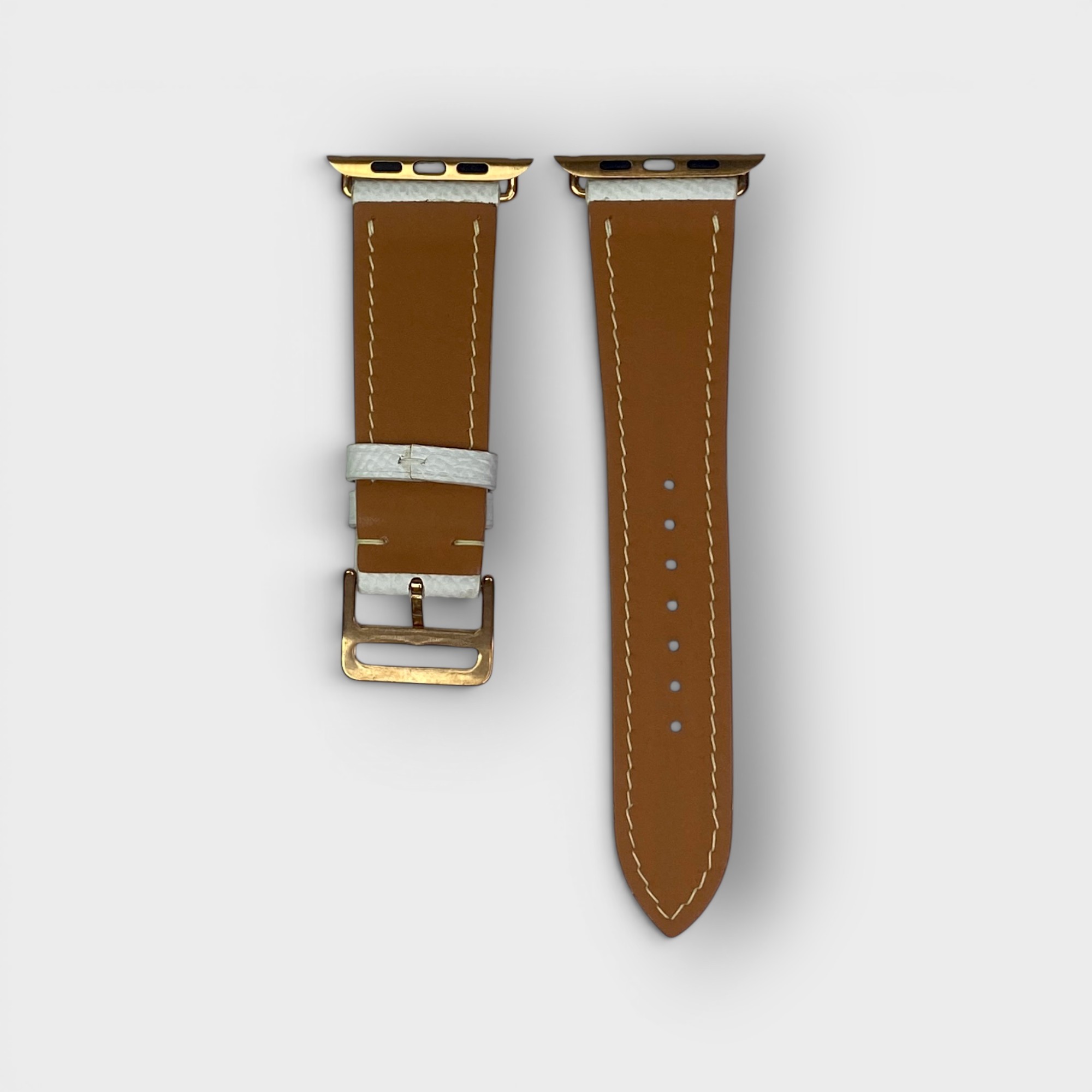 LS1400 - Dây da thủ công - Epsom - E20 Trắng - Khoá Kim Vàng - 42/44/45/46/49mm