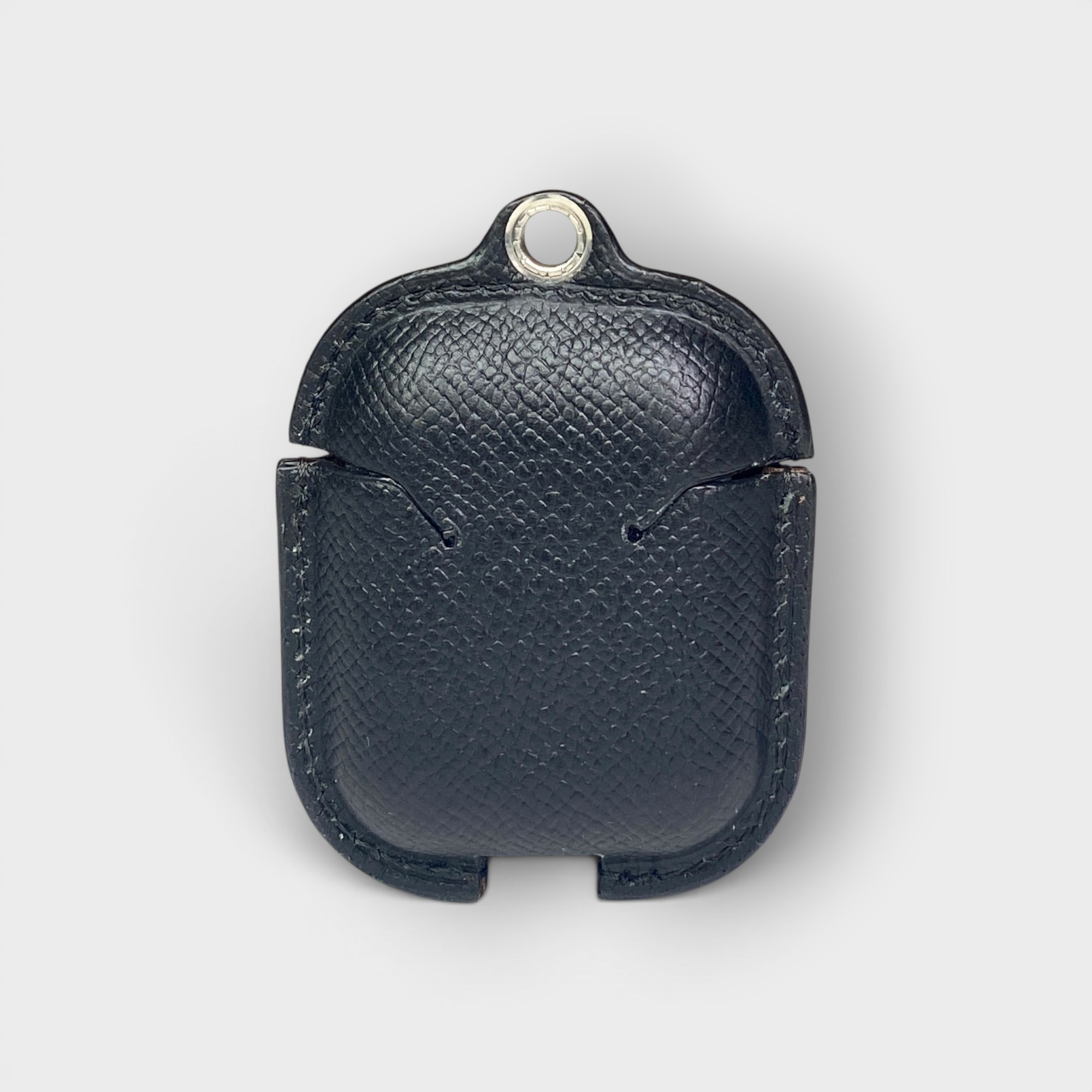 LS1421 - Vỏ airpods da thủ công cúc bấm - Epsom - E1 Đen - Airpod 1/2