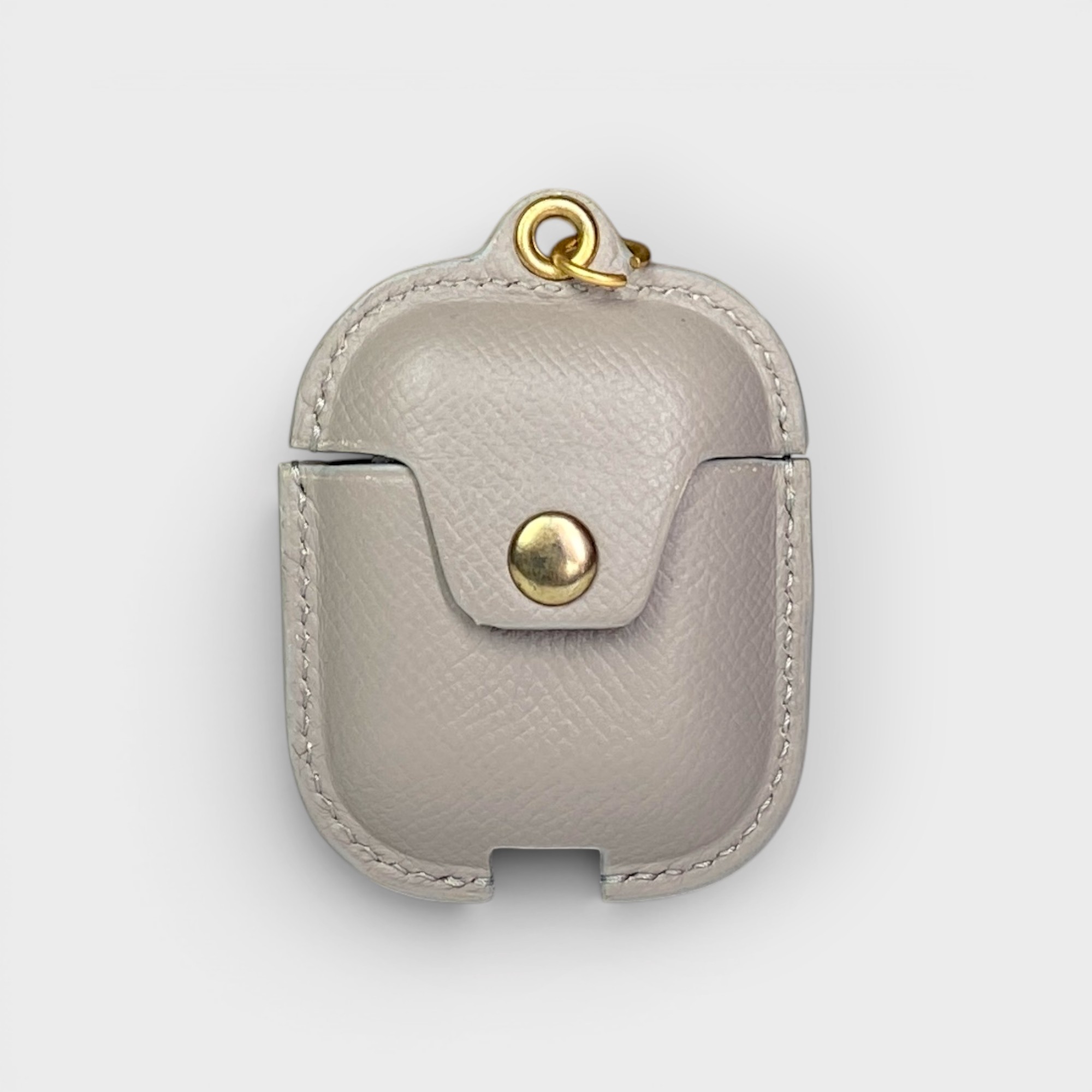 LS1423 - Vỏ airpods da thủ công cúc bấm - Epsom - E17 Xám - Airpod 1/2