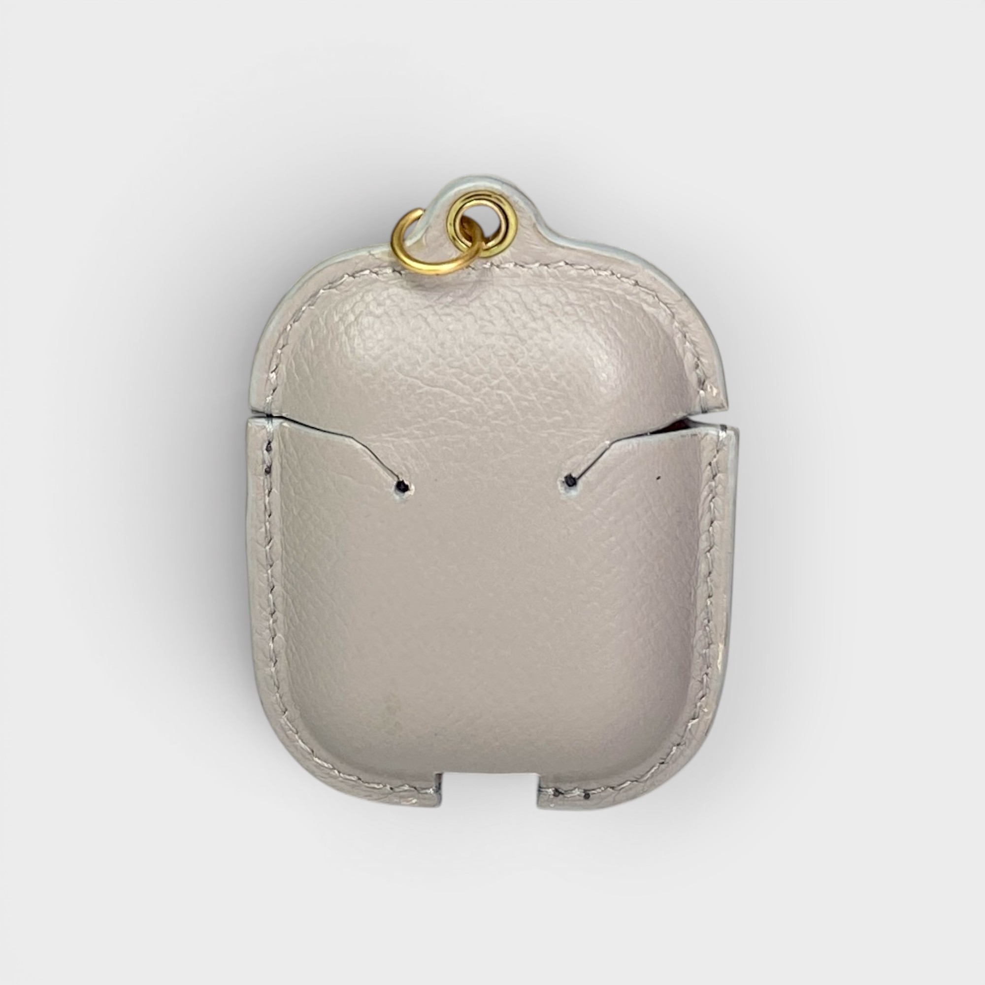 LS1423 - Vỏ airpods da thủ công cúc bấm - Epsom - E17 Xám - Airpod 1/2