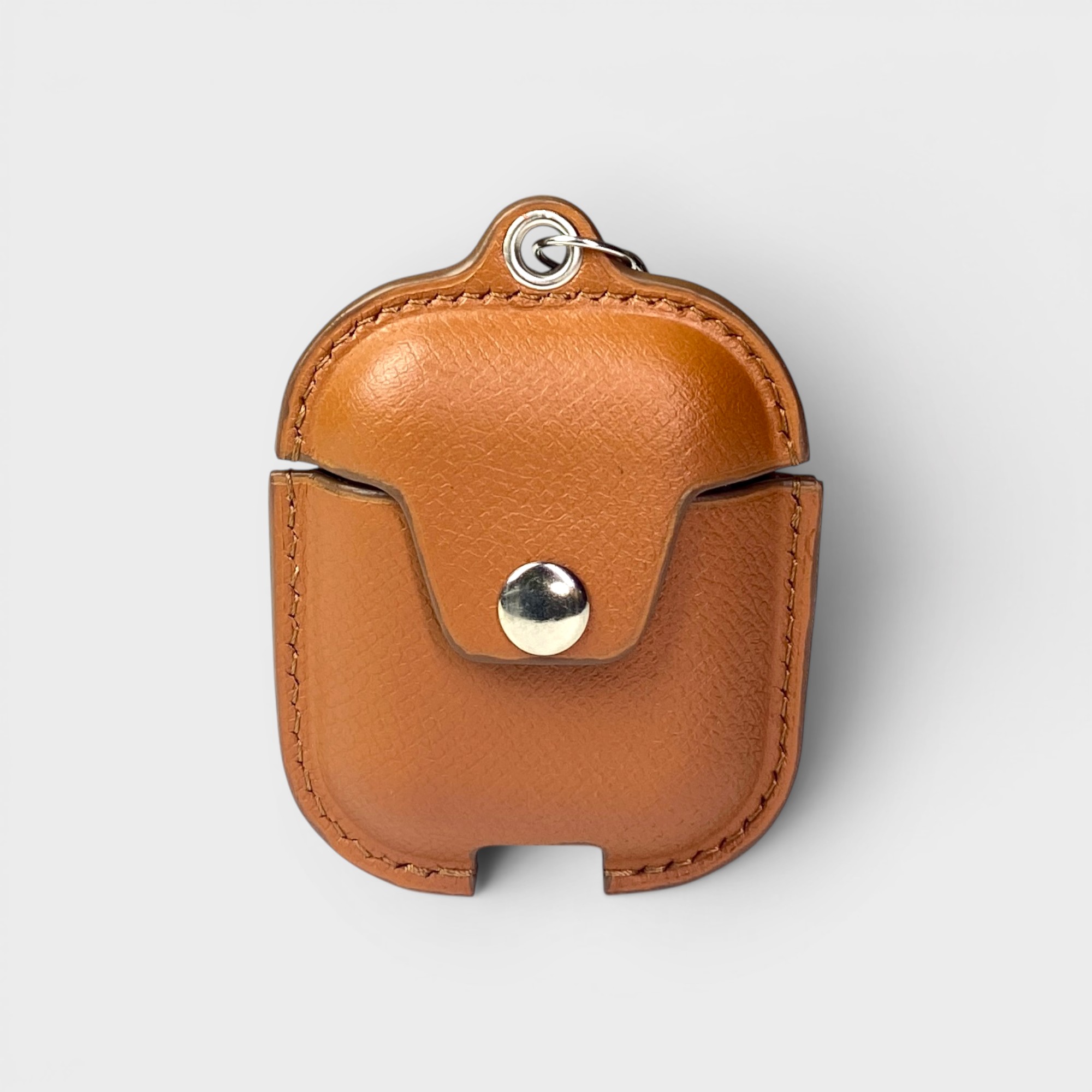 LS1430 - Vỏ airpods da thủ công cúc bấm - Epsom - E16 Nâu bò - Airpod 1/2