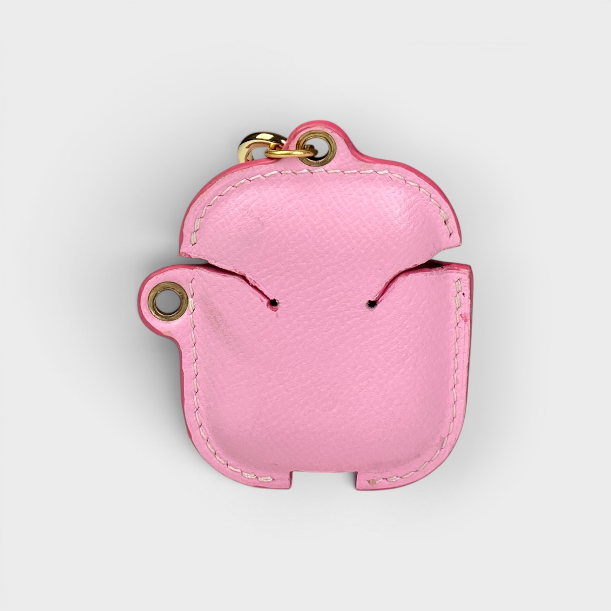 LS1432 - Vỏ airpods da thủ công cúc bấm - Epsom - E18 Hồng nhạt - Airpod 1/2