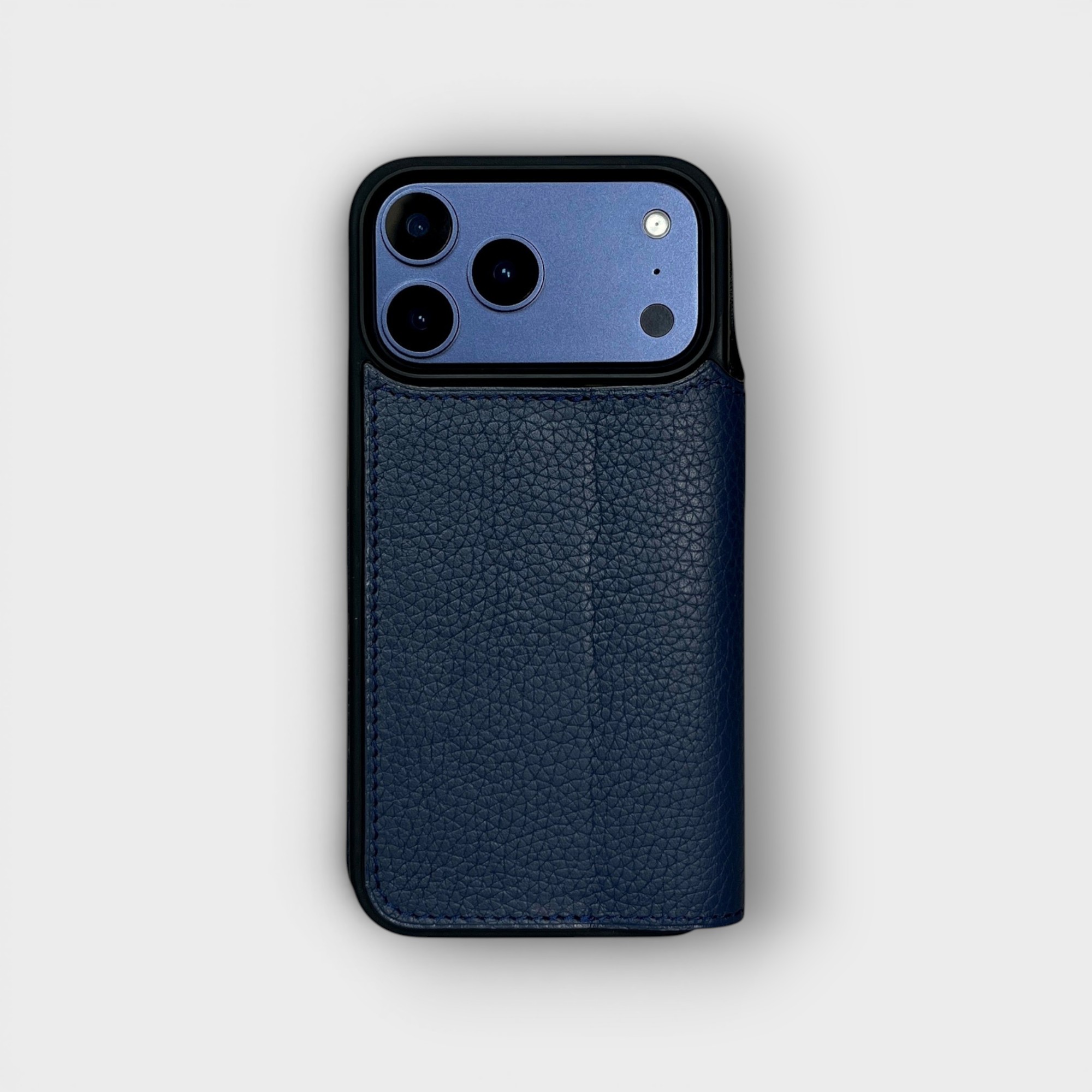 LS1472 - Bao da thủ công viền đen Flip - Togo - E3 Xanh navy - 17 Promax
