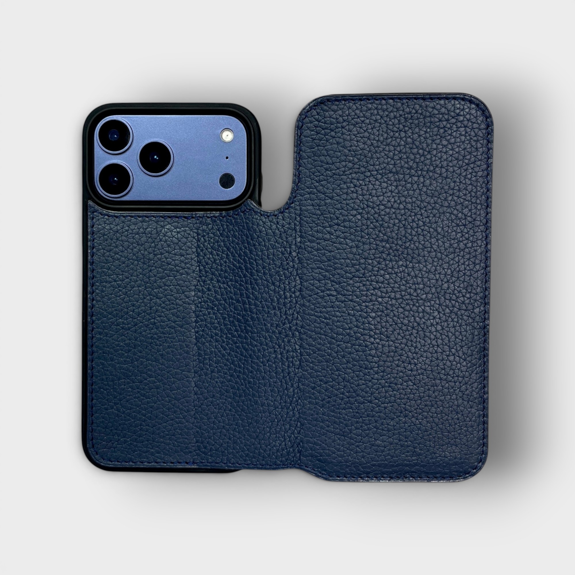 LS1472 - Bao da thủ công viền đen Flip - Togo - E3 Xanh navy - 17 Promax