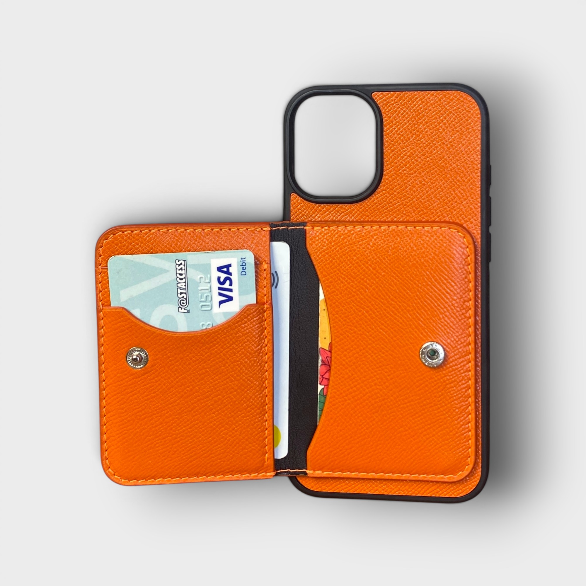 LS1488 - Ốp da thủ công viền đen ví Mini - Epsom - E11 Cam - 16 Plus