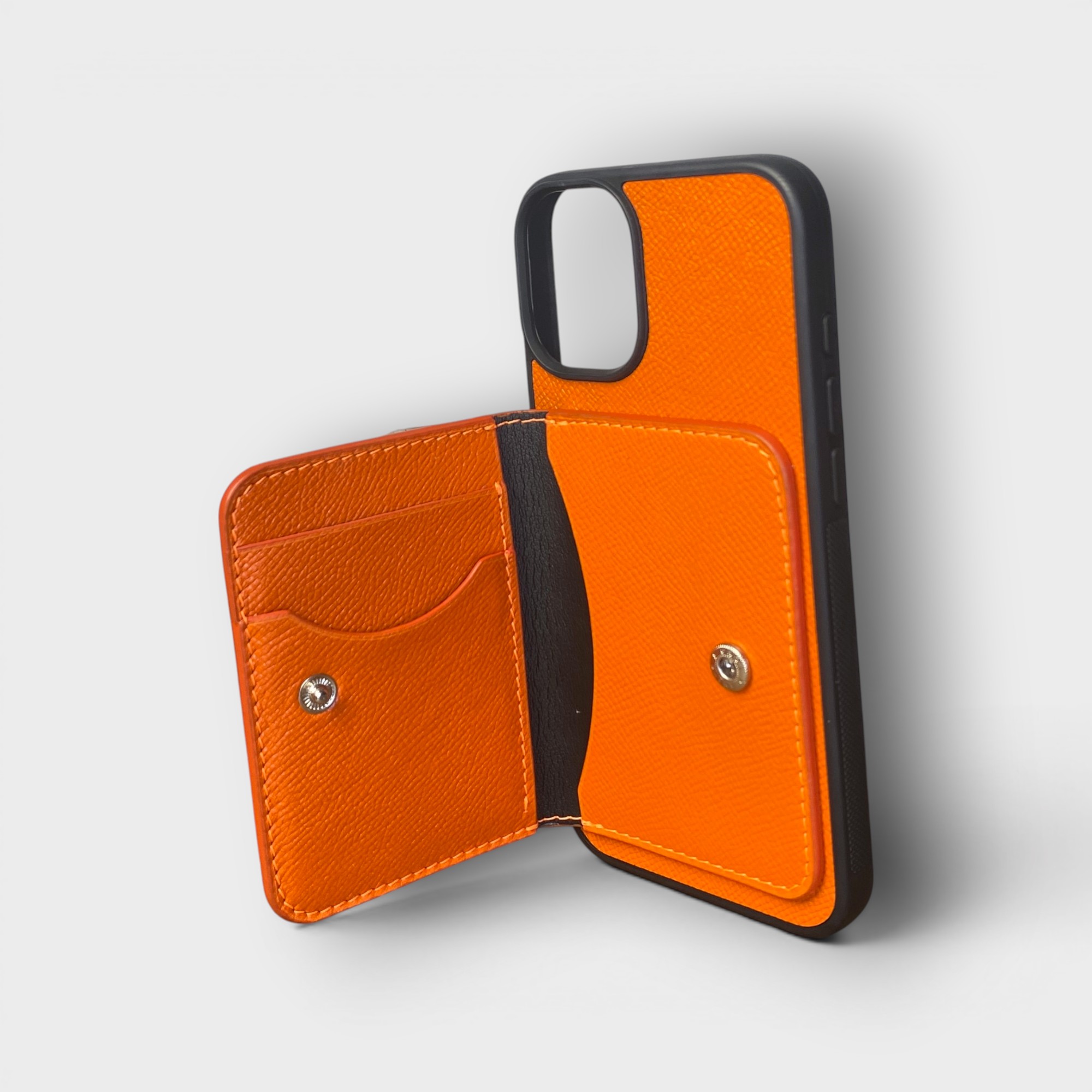 LS1488 - Ốp da thủ công viền đen ví Mini - Epsom - E11 Cam - 16 Plus